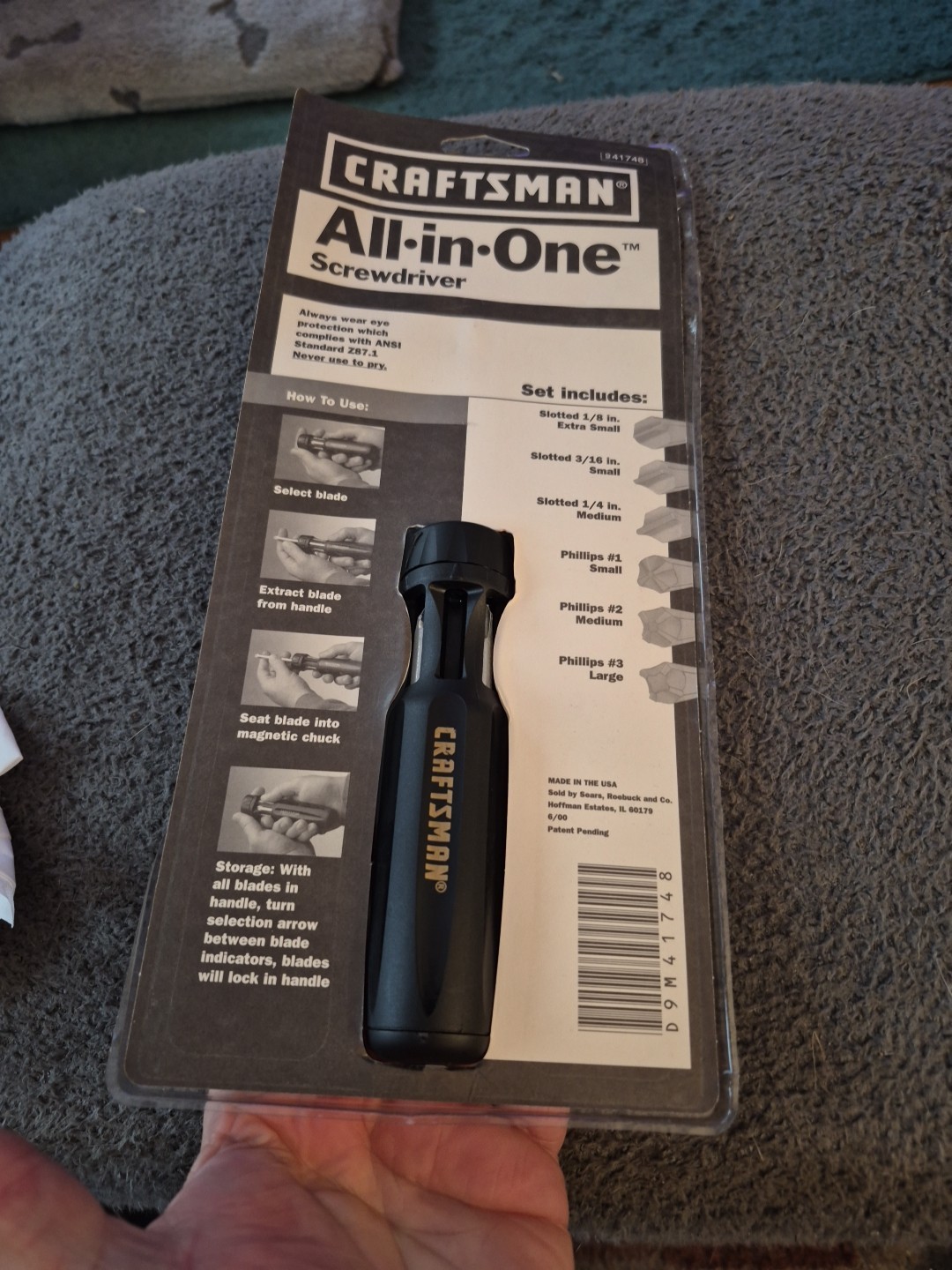 Vintage Craftsman All-in-One Screwdriver 41748 with 3 Phillips and 3 Flat Bits