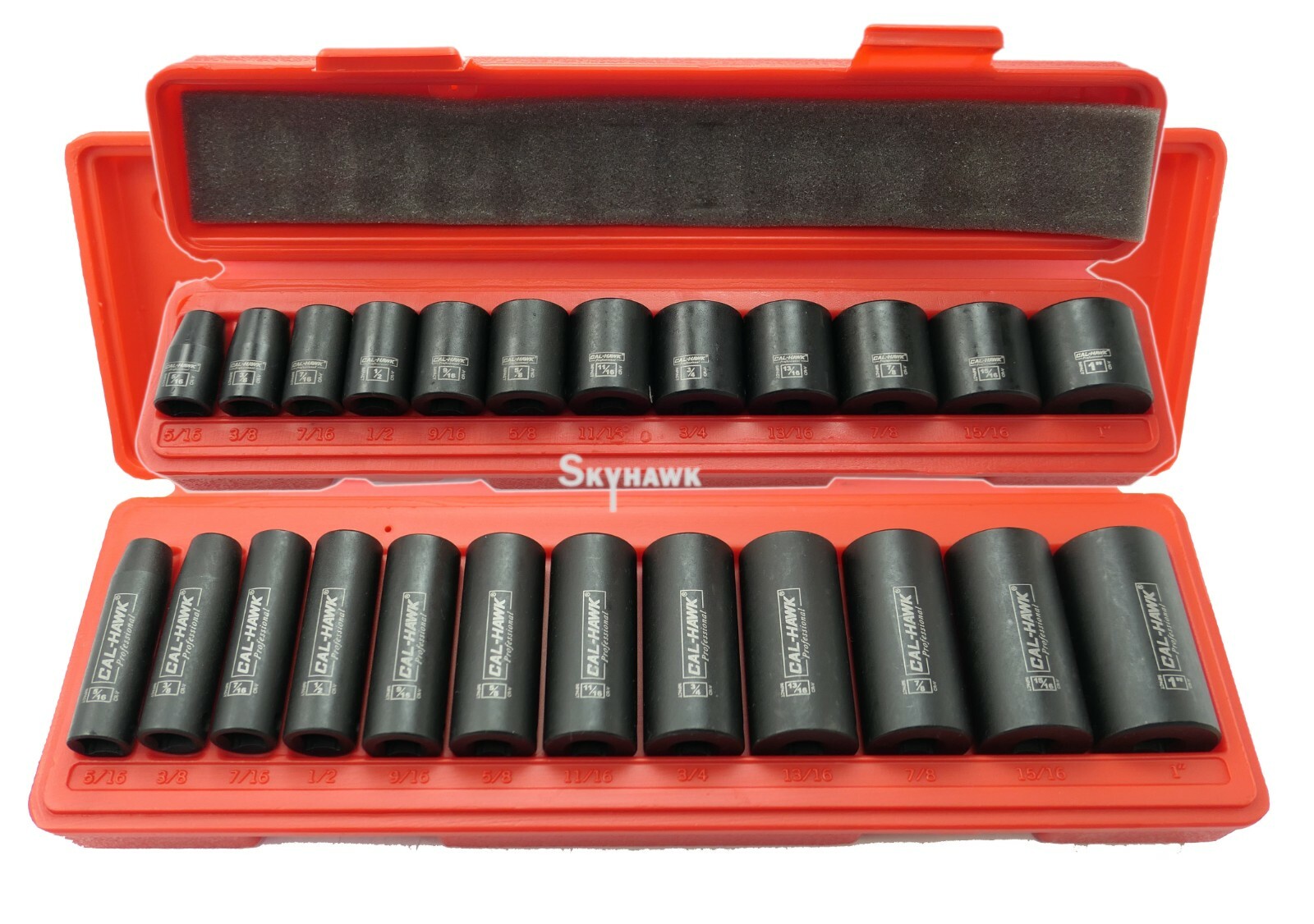 24 pc 3/8″Dr. 6 POINT SAE Standard & Deep Impact Socket Chrome Vanadium CRV Set