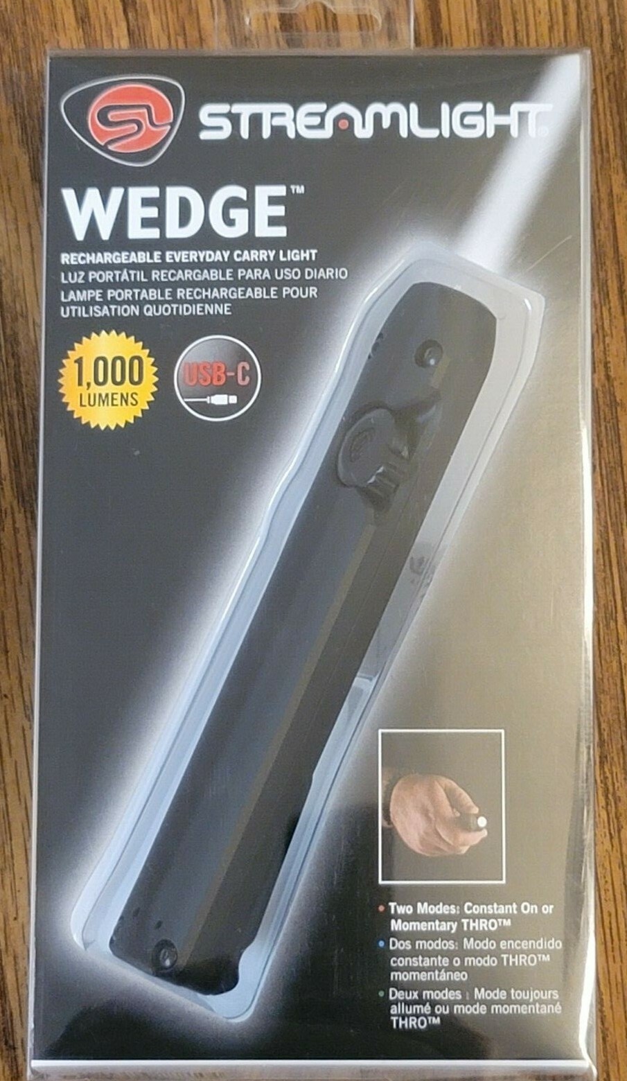 New Streamlight Rechargeable «Wedge» Pocket Light, 1,000 Lumens, Black #88810