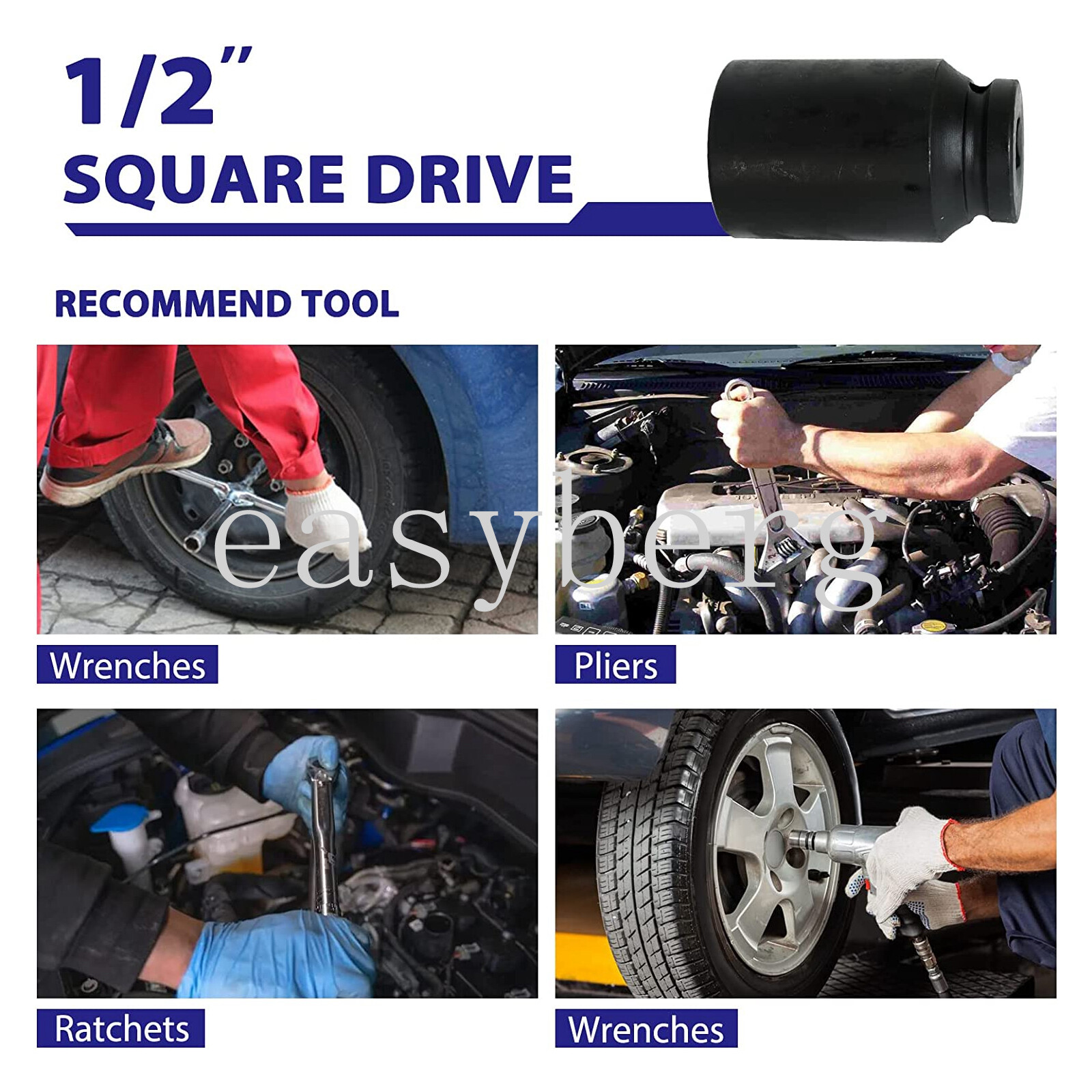 4pc 1/2″dr 12pt Metric SPINDLE/AXLE NUT DEEP IMPACT SOCKET SET CrMo Blk PO4