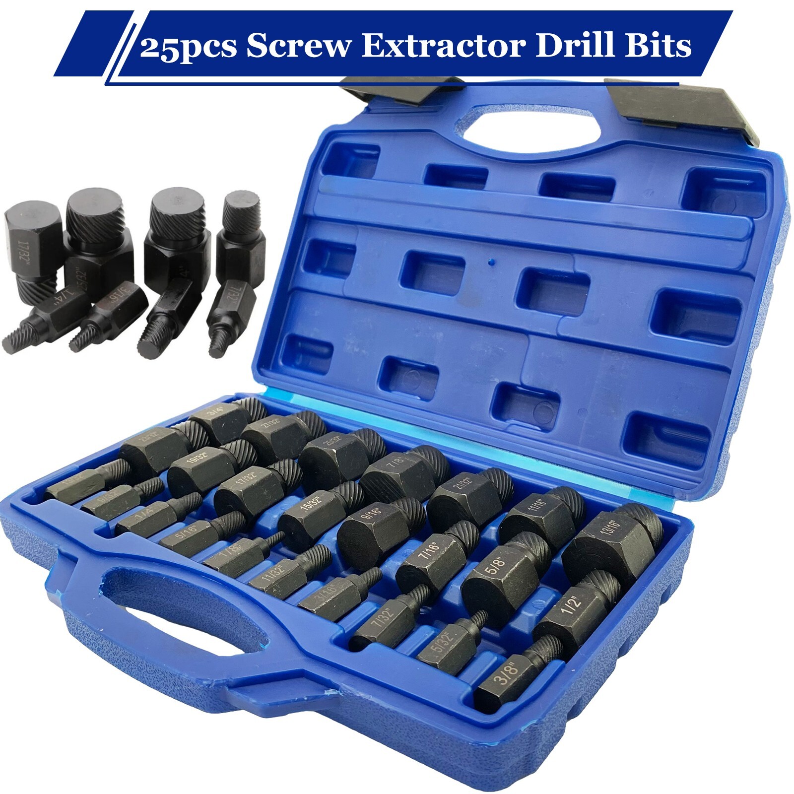25Pcs Screw Extractor Set Hex Head Multi-Spline Easy Out Bolt Extractor Set