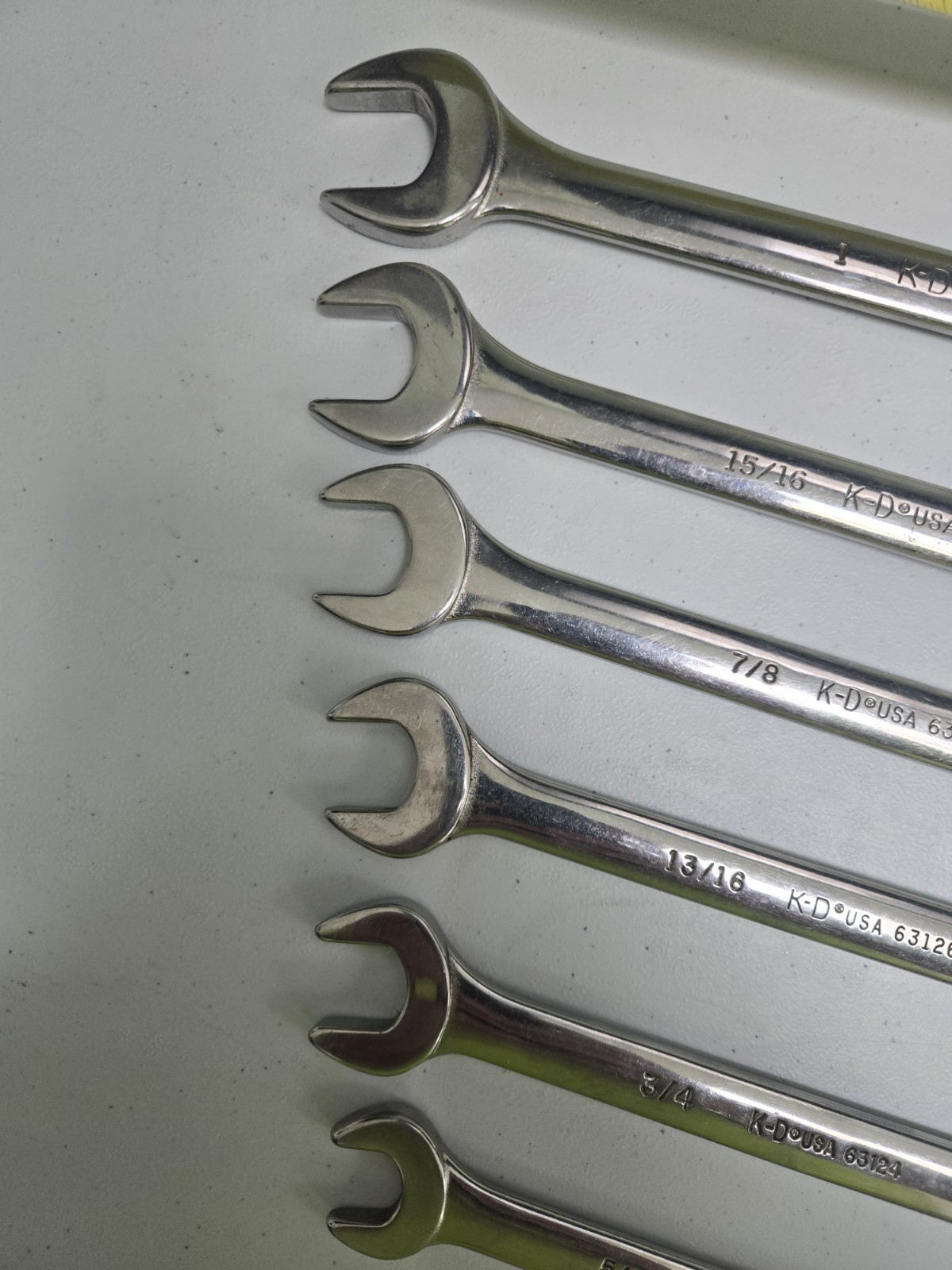 Lot of 6 K-D USA Made Combination Wrench Polished KD Large 1″ to 5/8″