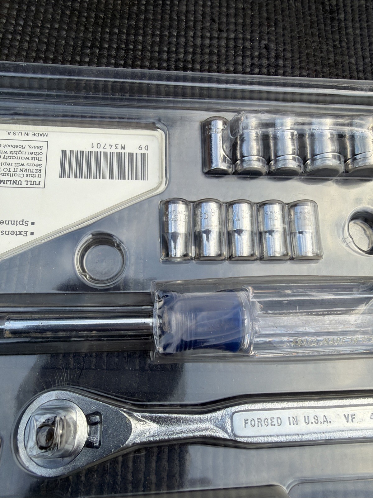 Sears Craftsman USA Nos 19pc SAE Prev Gen 1/4” Ratchet Socket Set 34701