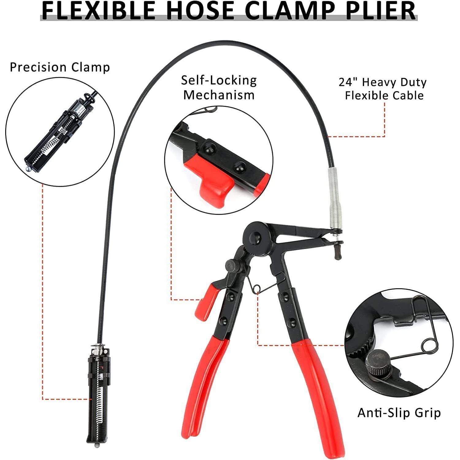 Hose Clamp Pliers 24″ Flexible Clamp Tight Wire Tool with Cable for Car Repairs