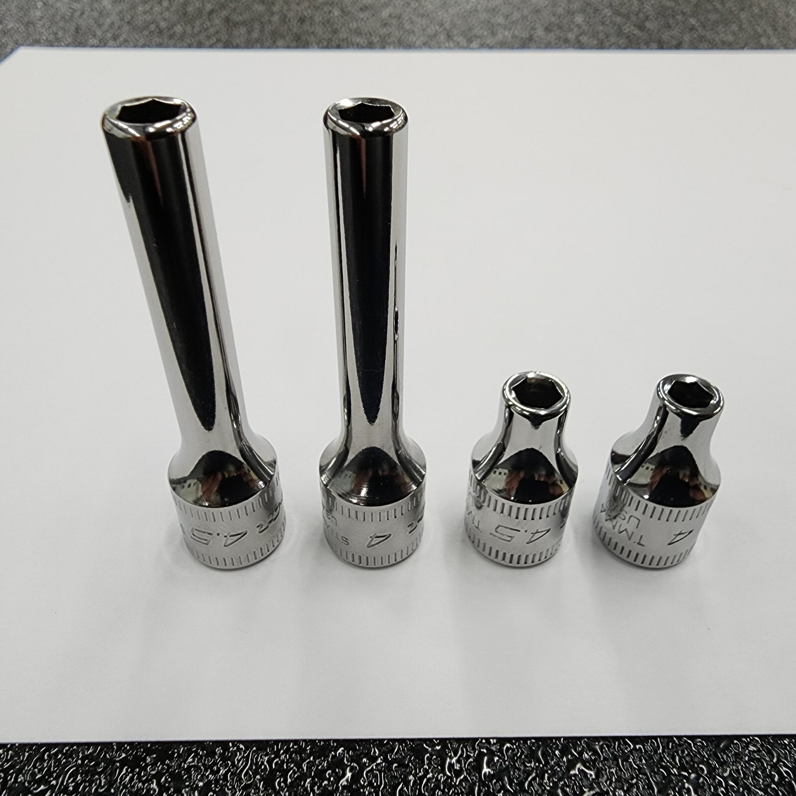 Snap-on Tools USA NEW 4pc 1/4″ Drive METRIC 6PT Shallow & Deep ADD ON 4MM 4.5MM