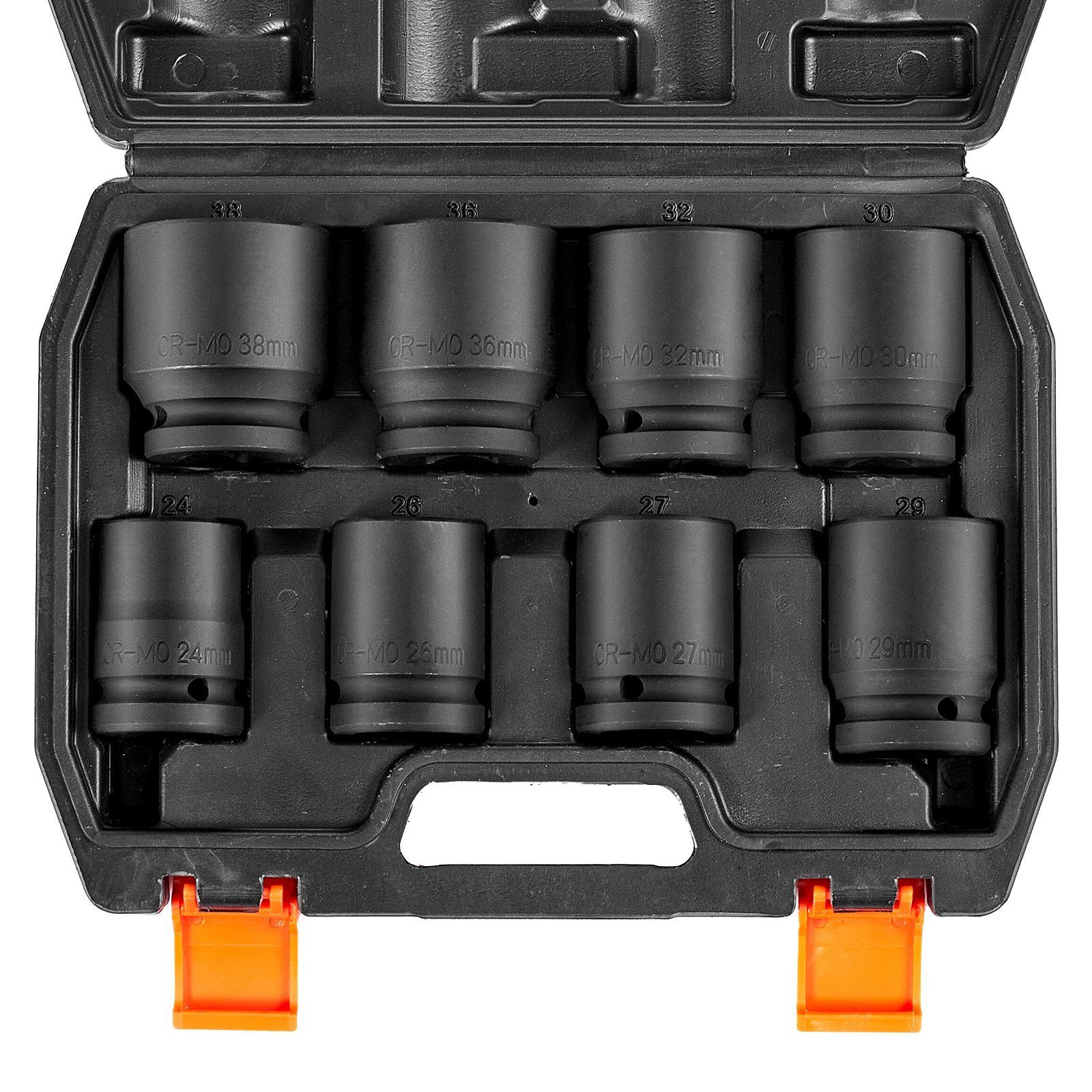 8pc Metric Axle Nut Sockets – 3/4″ Drive 6-Point Impact Spindle Set