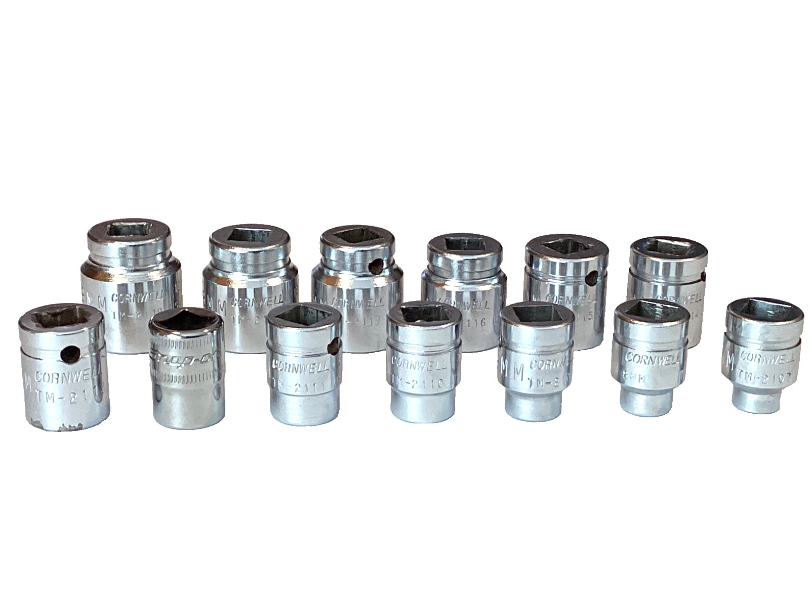 Snap On And Cornwell 13 Piece 3/8” Drive 12 POINT Metric Shallow Socket Set USA