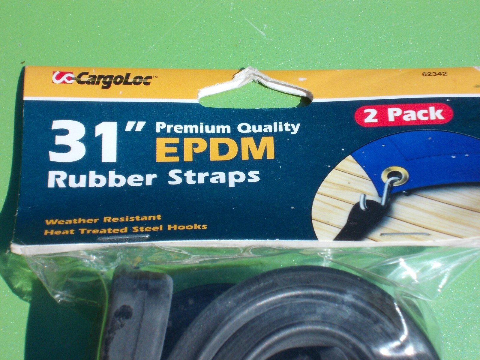 CARGOLOC 31″ RUBBER STRAPS 62342 2 PACK HEAT TREATED STEEL HOOKS EPDM TARP BLACK