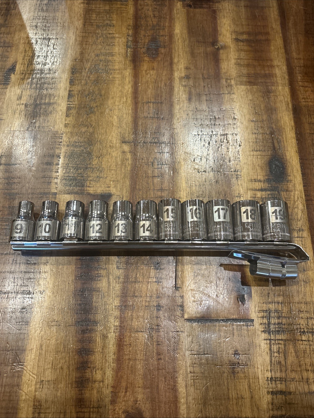 Craftsman 1/2” Drive Laser Shallow Socket Set 9mm – 19mm 6pt 11pc USA NOS METRIC