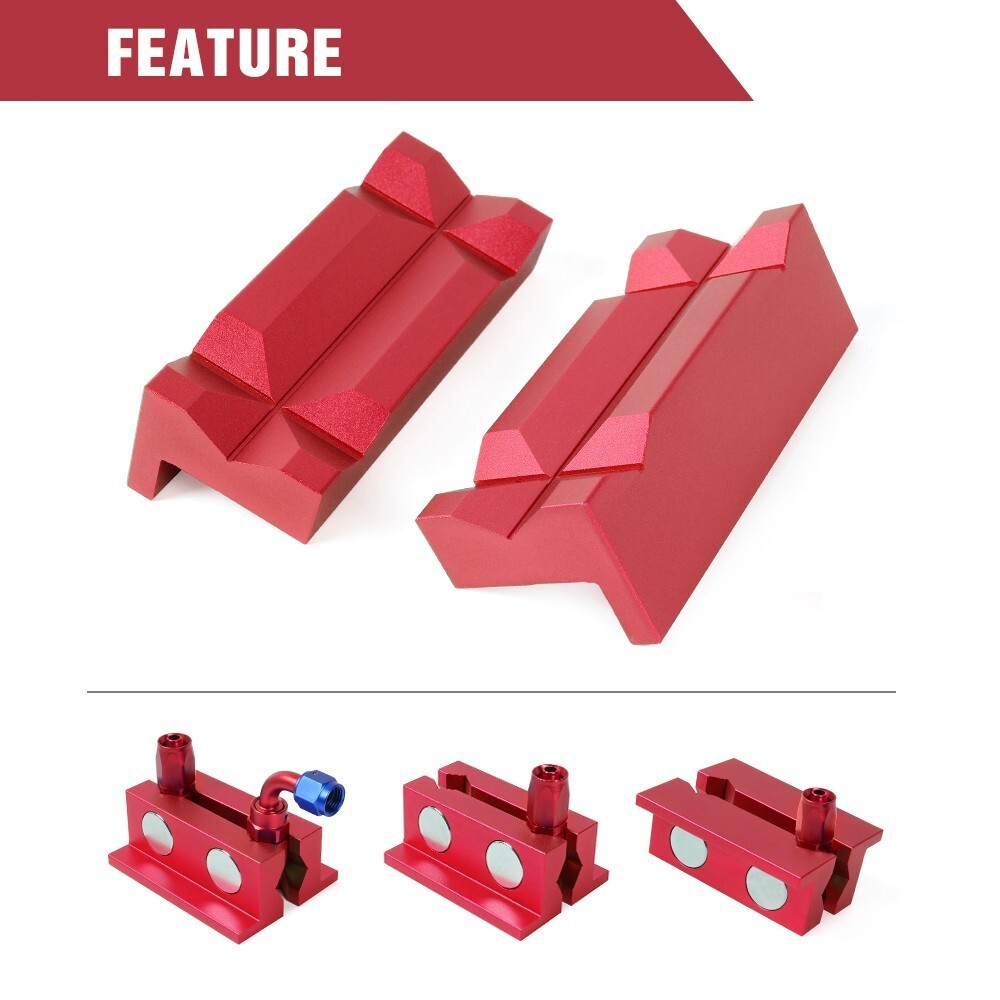 4» Vise Jaw Protective Inserts Tool Magnetic Aluminum for AN Fittings Assembly