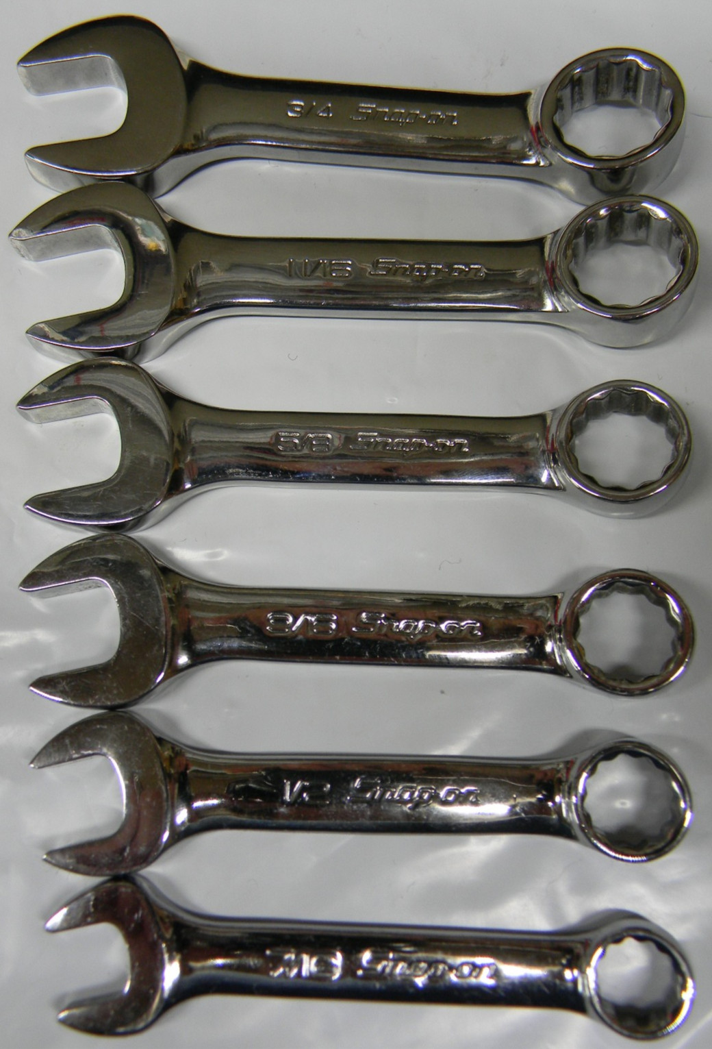SNAP-ON 6PC SAE 12PT FLANK DRIVE MIDGET 7/16-3/4″ COMBINATION WRENCH SET OXI706B