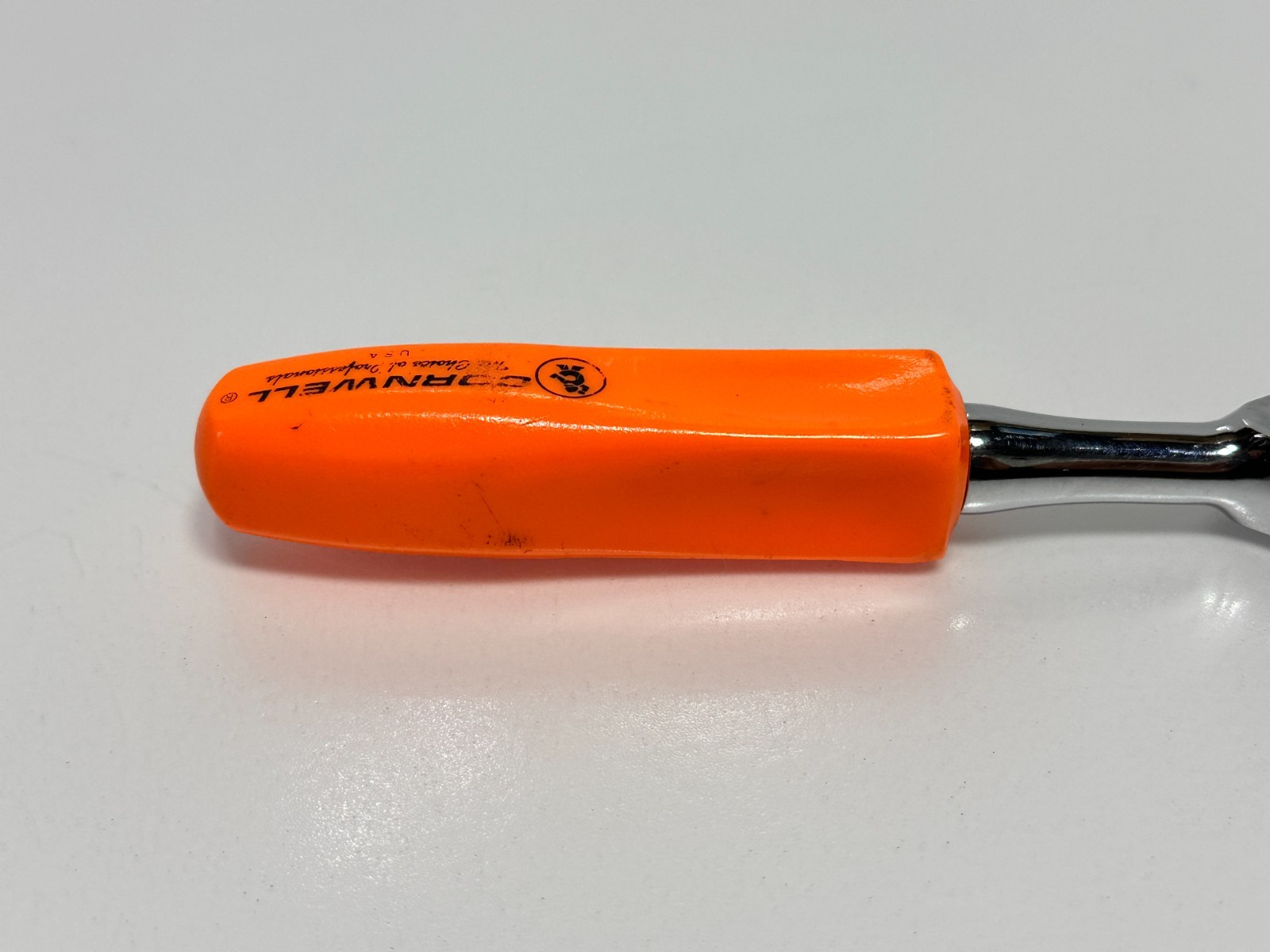 Cornwell Tools USA JRF36 3/8″ Drive Stubby ORANGE Hard Handle Flex Head Ratchet
