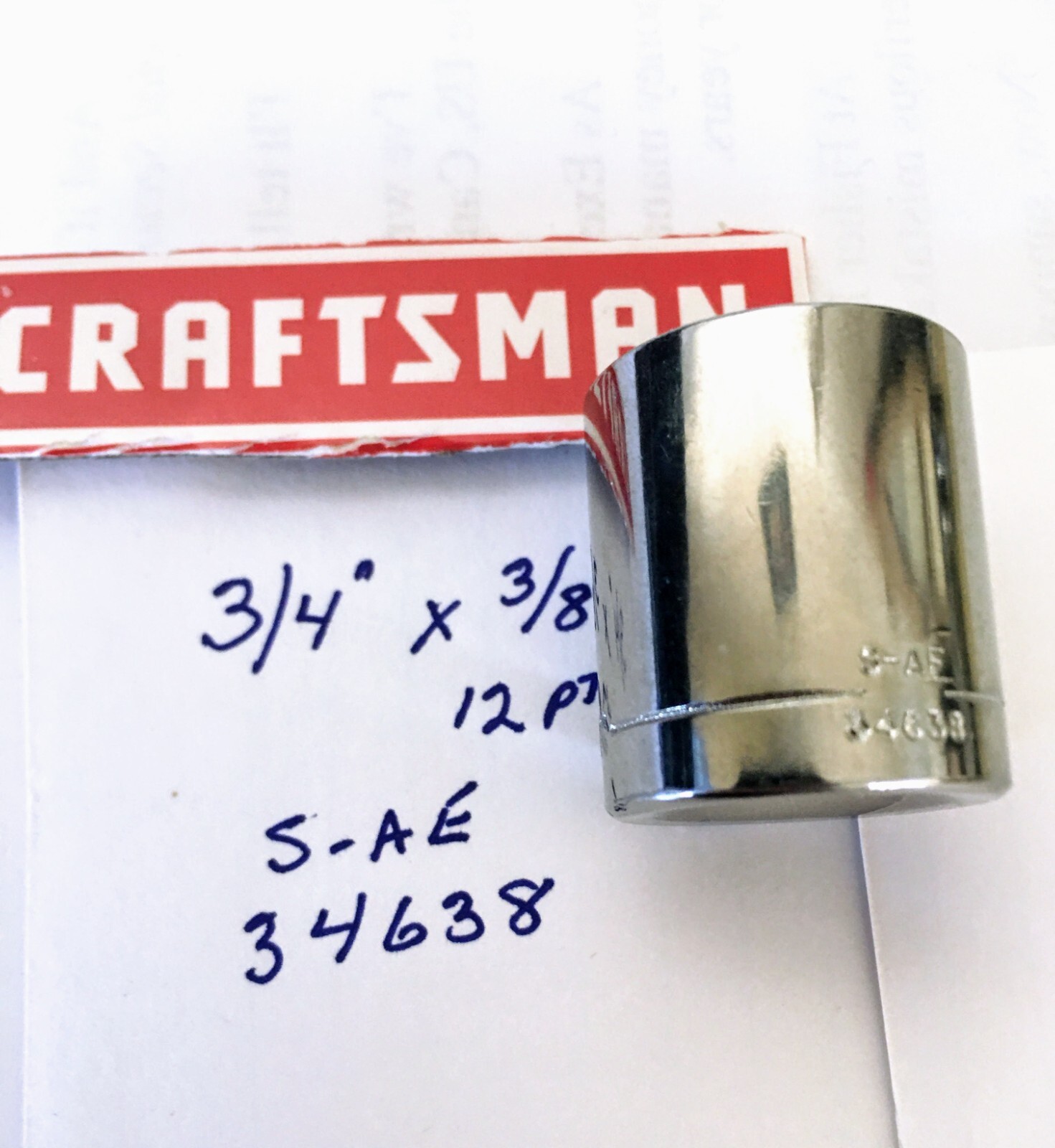 Craftsman 3/4″ x 3/8″ Socket – S-AE 34638- 12 Pt – Free USA Ship