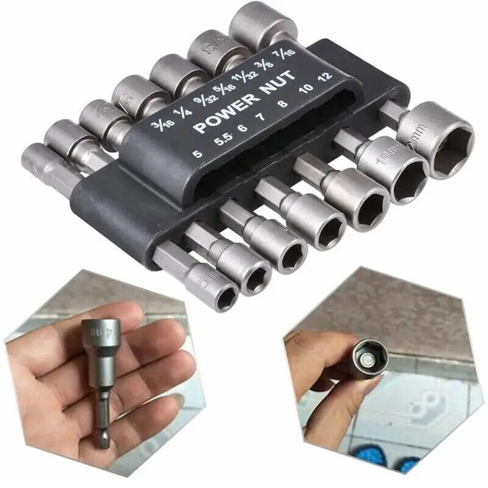 Heavy Duty Steel Screwdriver Nut Socket Bits Set for Woodworking Projects