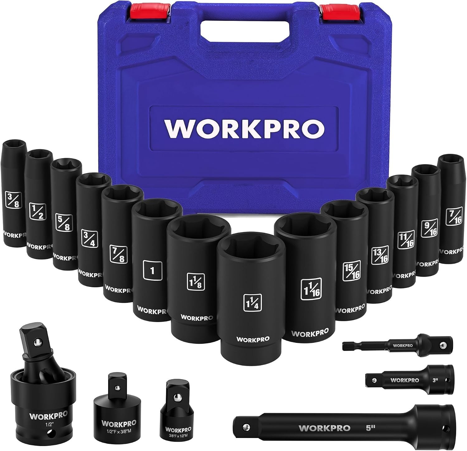 Comprehensive 1/2″ Drive Deep Impact Socket Set – 20 Pieces for All Projects