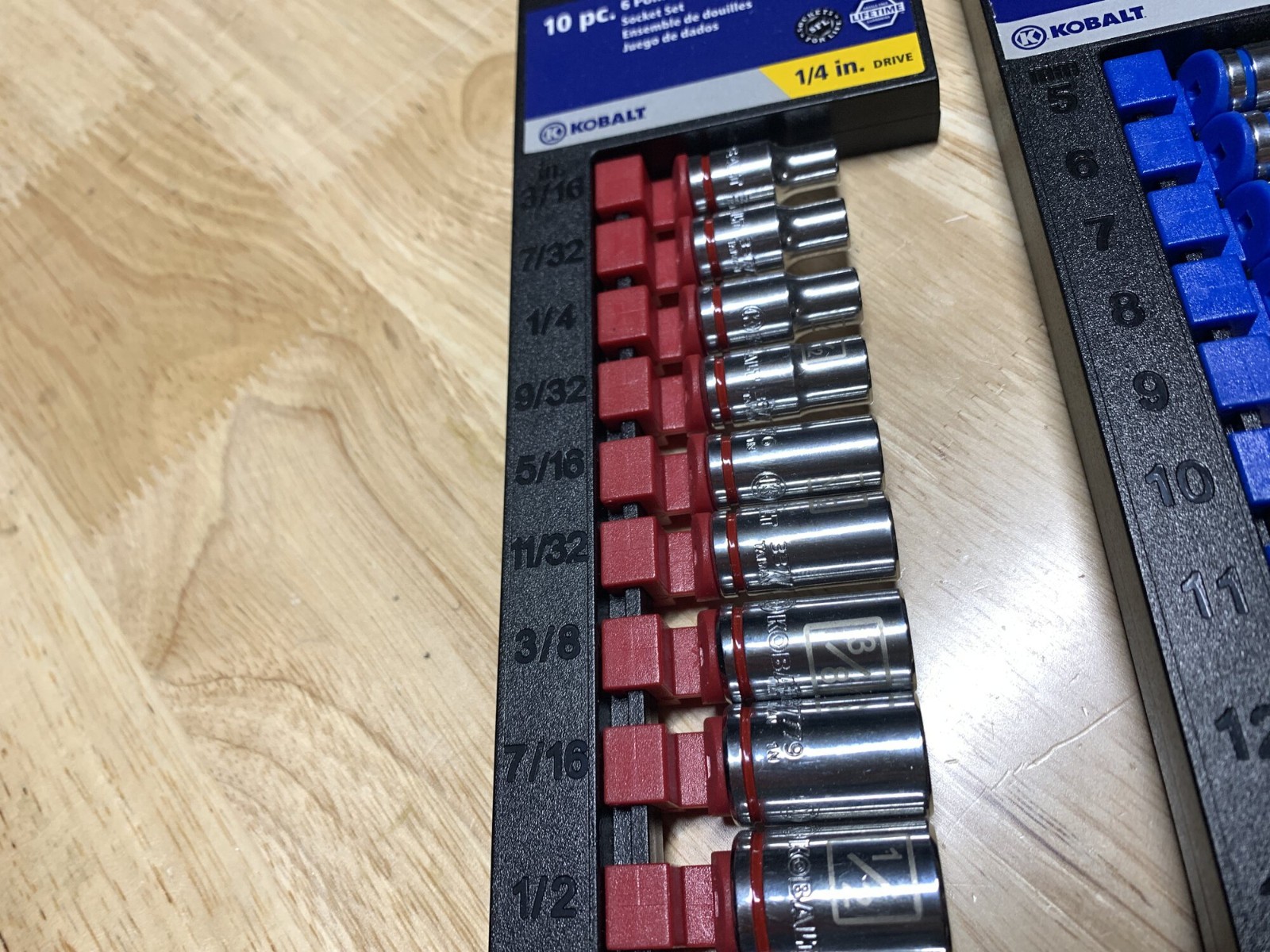 2 New Old Stock Kobalt 1/4″ Drive Socket Sets Metric & SAE 10-piece 6-point