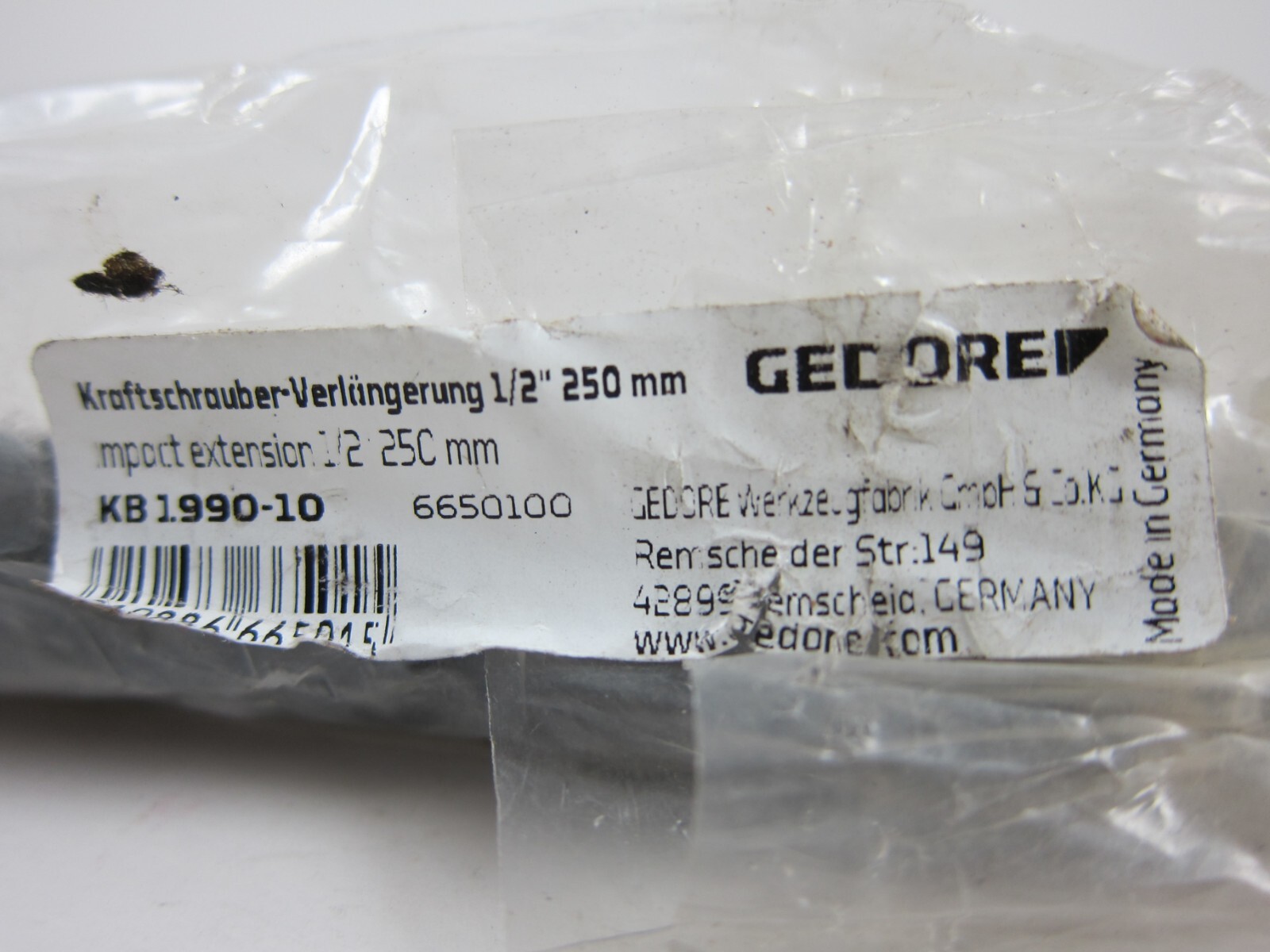 Gedore 1/2″ Drive Pin Hole Impact Extension 10″ Length KB 1990-10 Germany