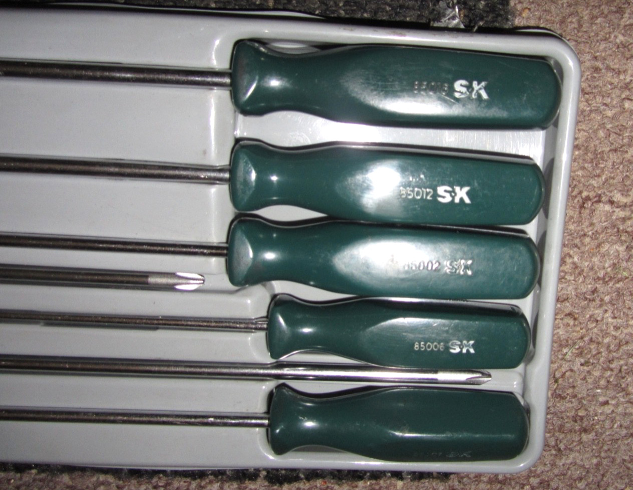 S-K Tools 9pc SureGrip Long Screwdriver/Phillips Head Set Magnetic Tip Nice!