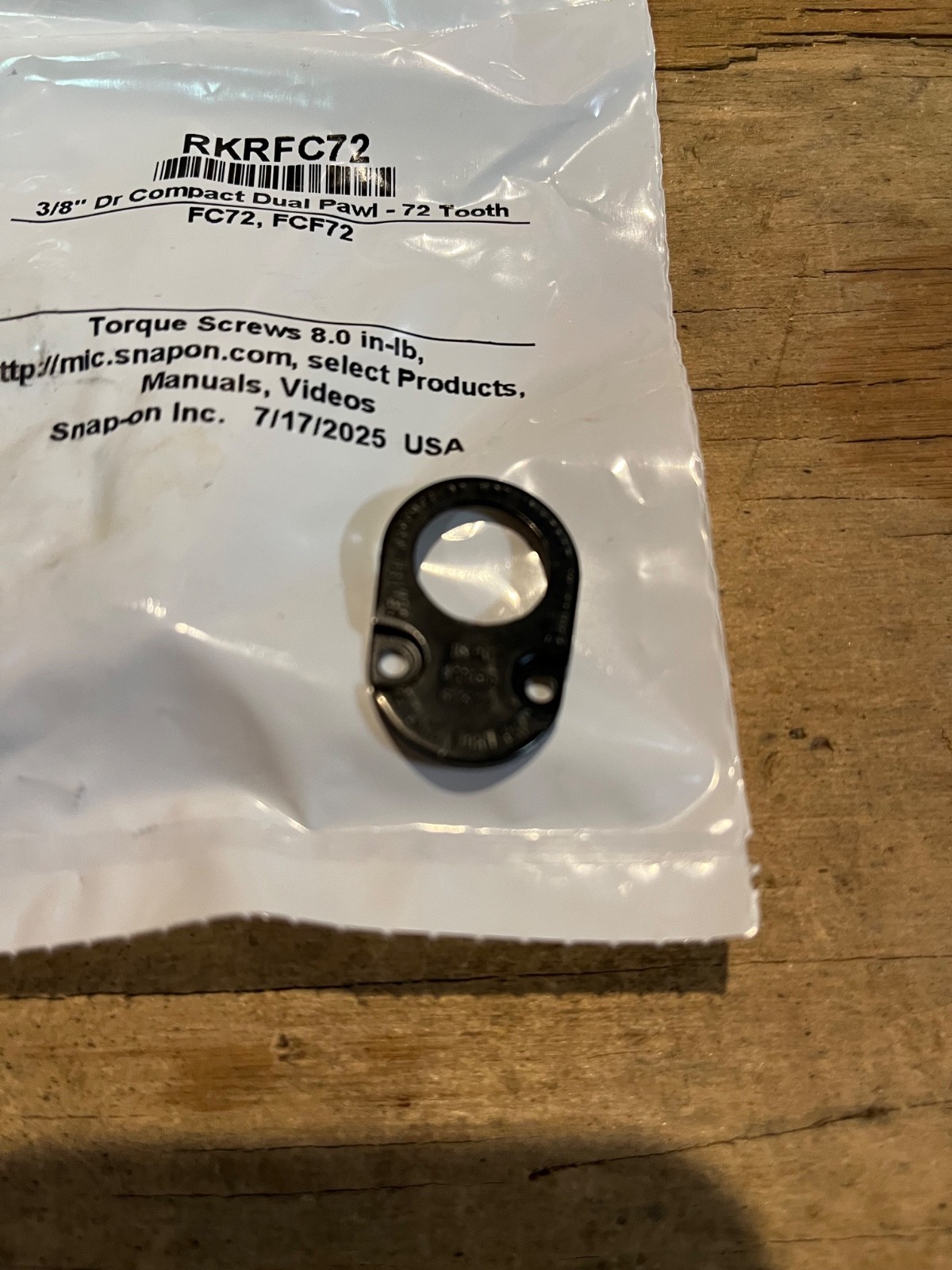 Snap On Tools 3/8″ Compact Dual Ratchet Repair Kit RKRFC72 & FC72-2 Cover Plate