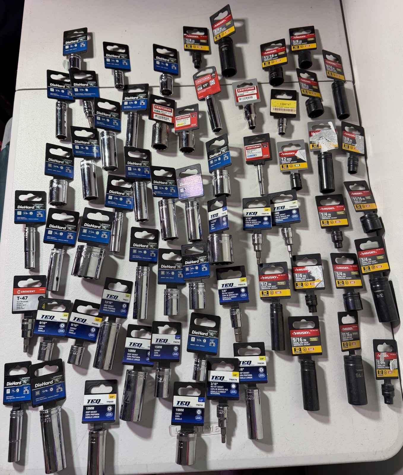 New Lot 60pc Mechanics Sockets Husky Craftsman DieHard TEQ 3/8 1/2 Drive