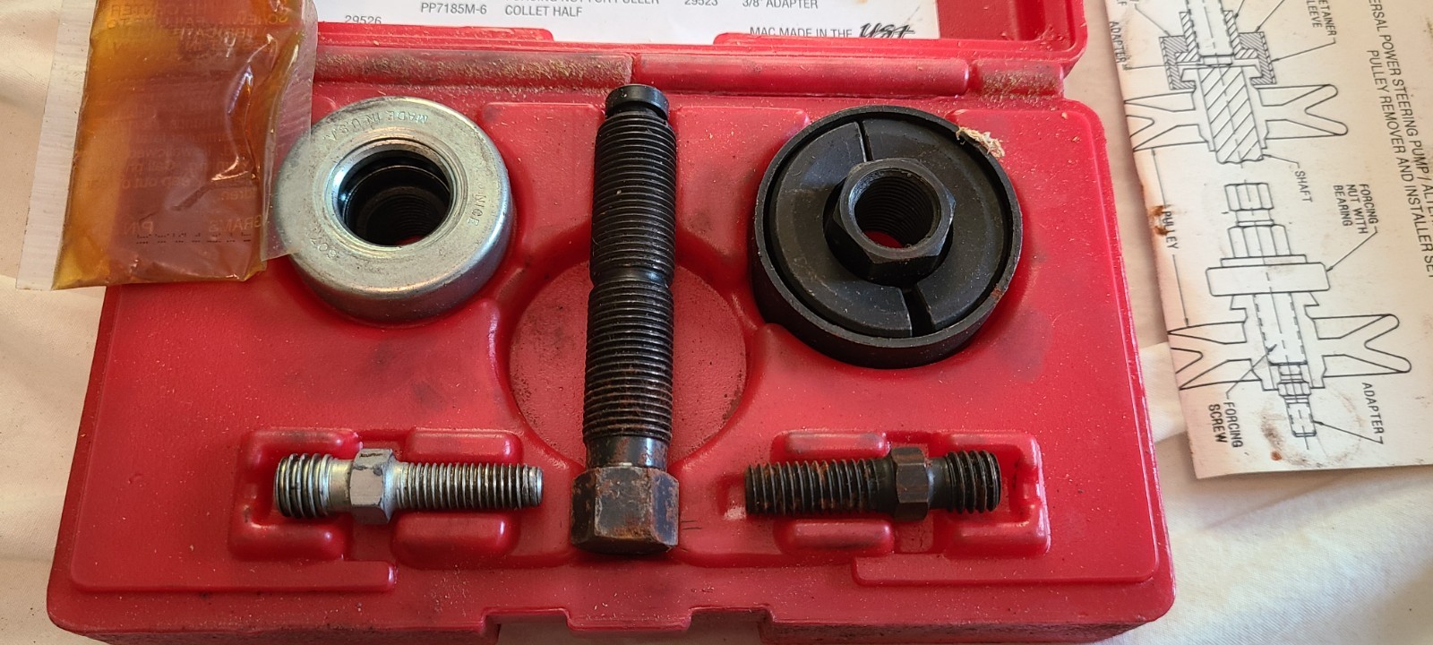 MAC Tools PSPSET 29526 Power Steering Pulley Tool Kit Complete In Case