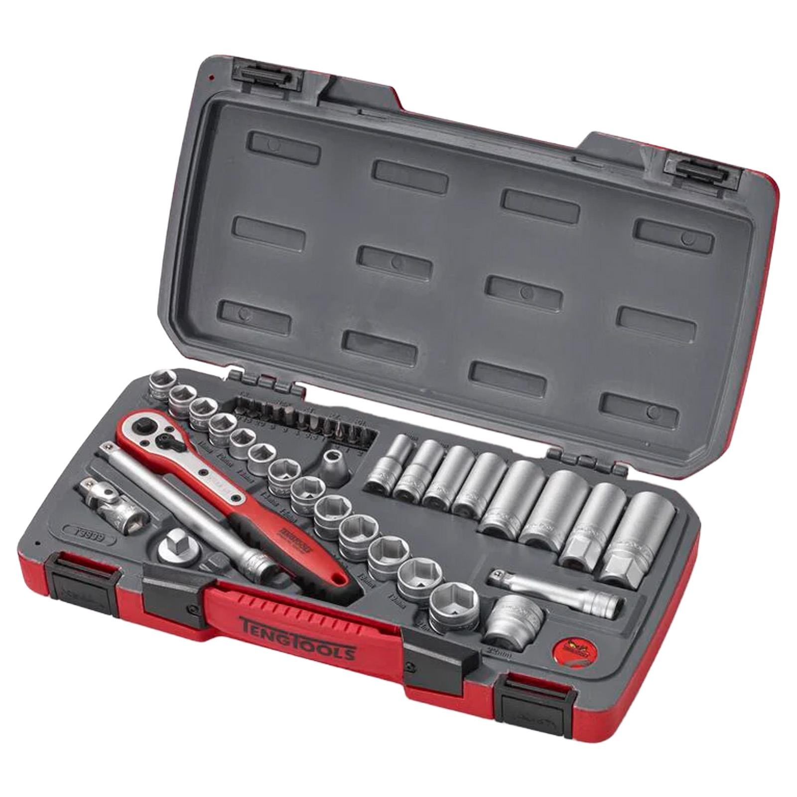 Teng Tools 3/8″ Drive Socket Set 6 Point MECCA PRO 39pc in Case Metric T3839