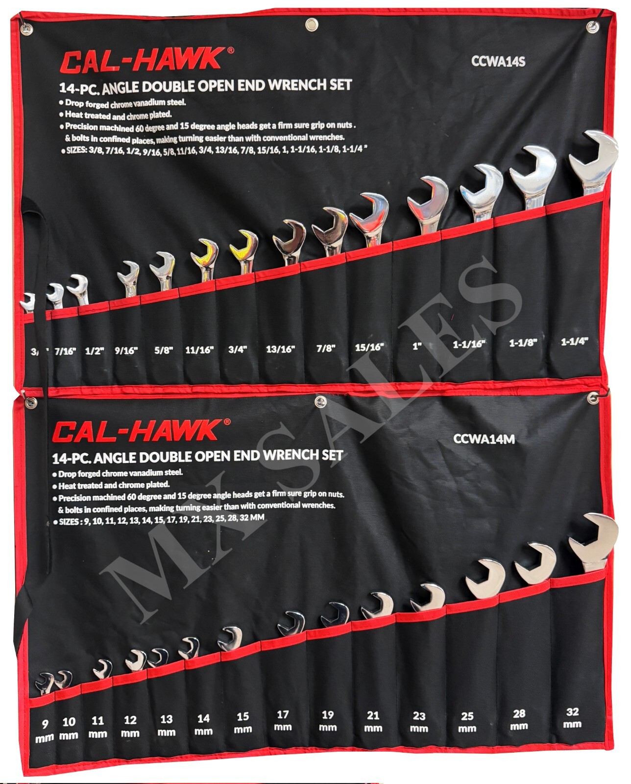 28 PC ANGLE COMBINATION WRENCH SET SAE/METRIC W/ POUCH