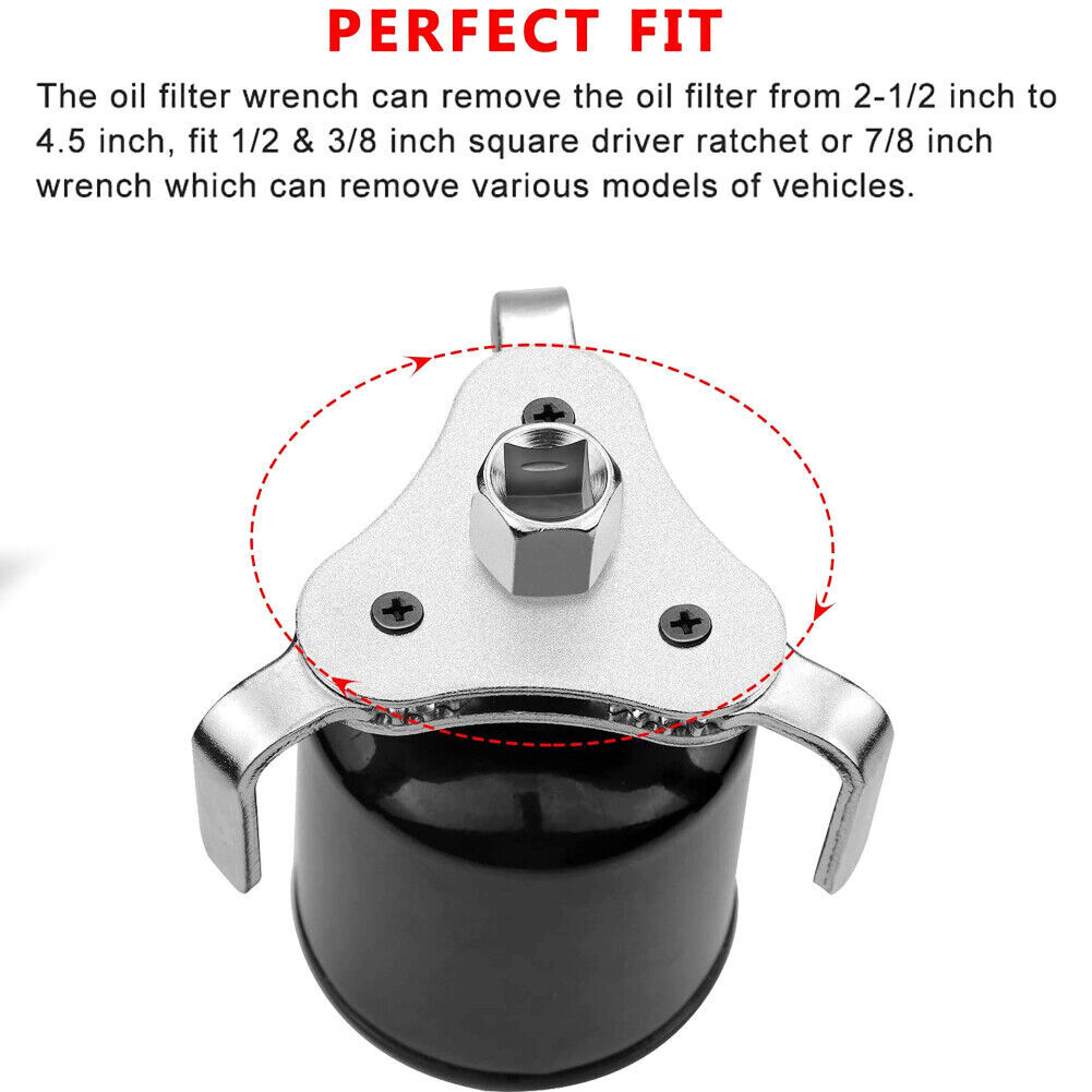 Oil Filter Wrench Remover Tool Adjustable Two Way Socket 1/2 & 3/8 3 Jaw Drive