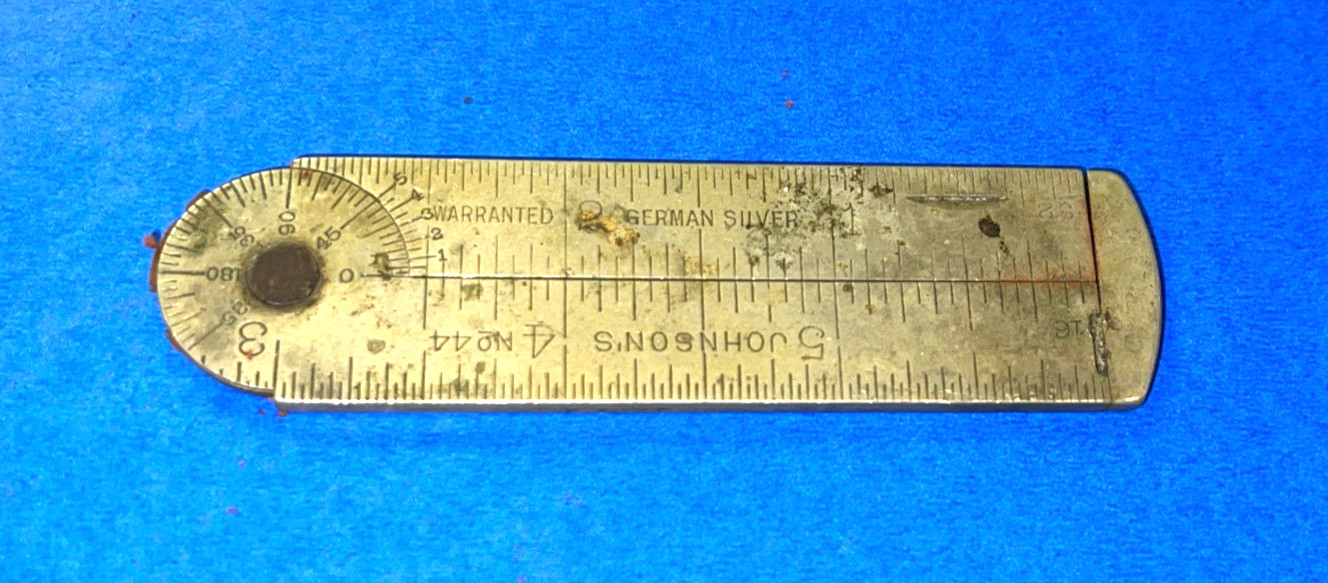 RARE JOHNSONS TOOLS 3-3/4 LONG No. 44 GERMAN SILVER CALIPER RULE 1-8-1907