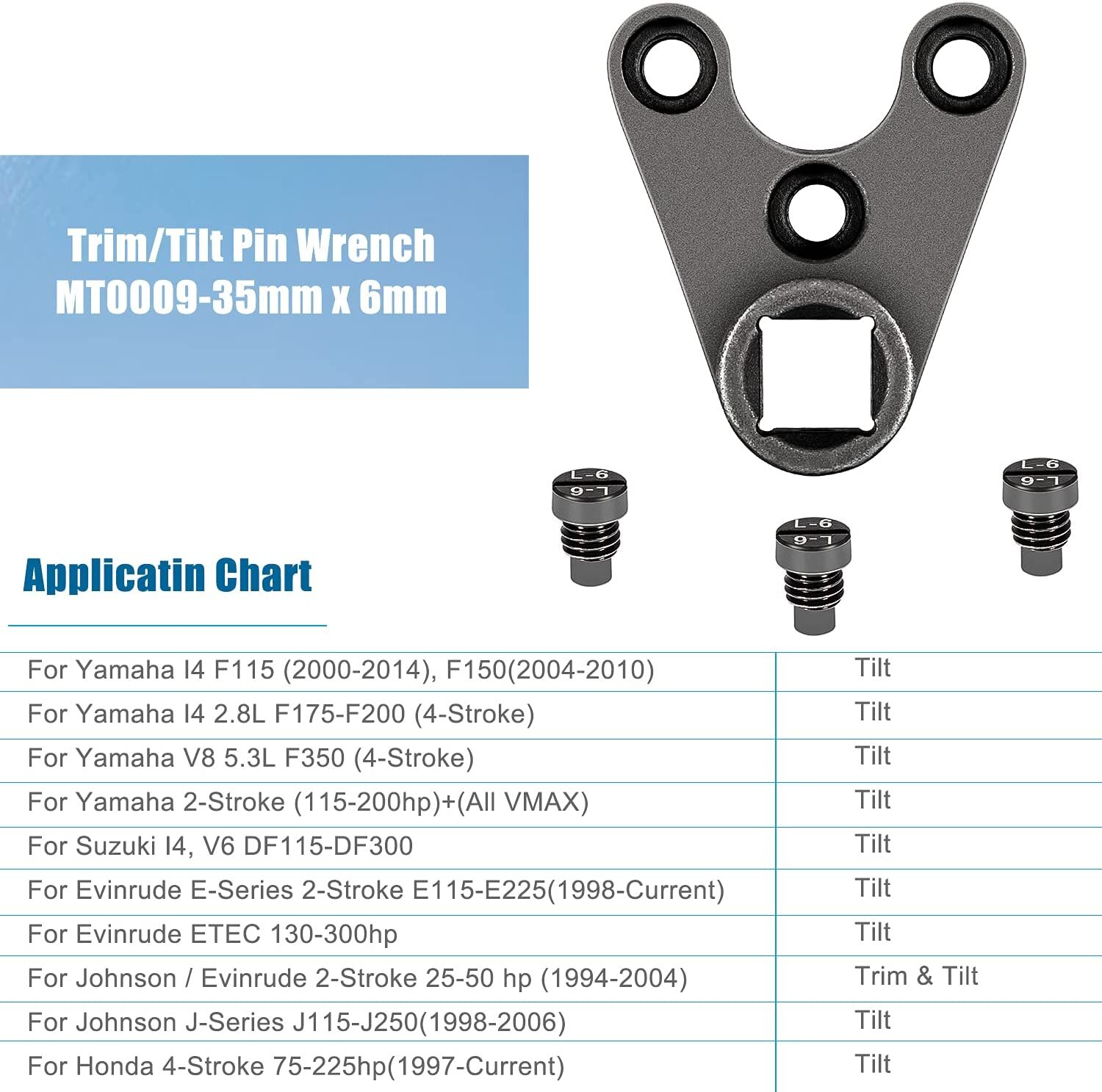 MT0004 MT0006 MT0009 Outboard Trim / Tilt Pin Wrench for Yamaha,Johnson,Evinrude