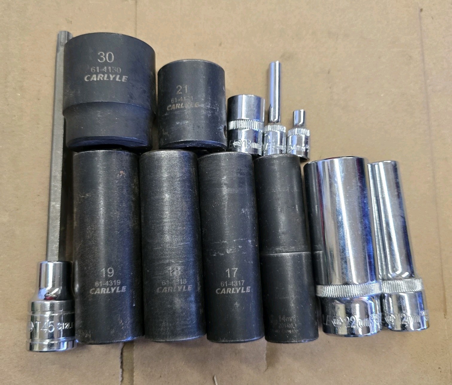 Lot Of Sockets Carlyle Napa Gearwrench Evercraft Mechanics Cars Tools
