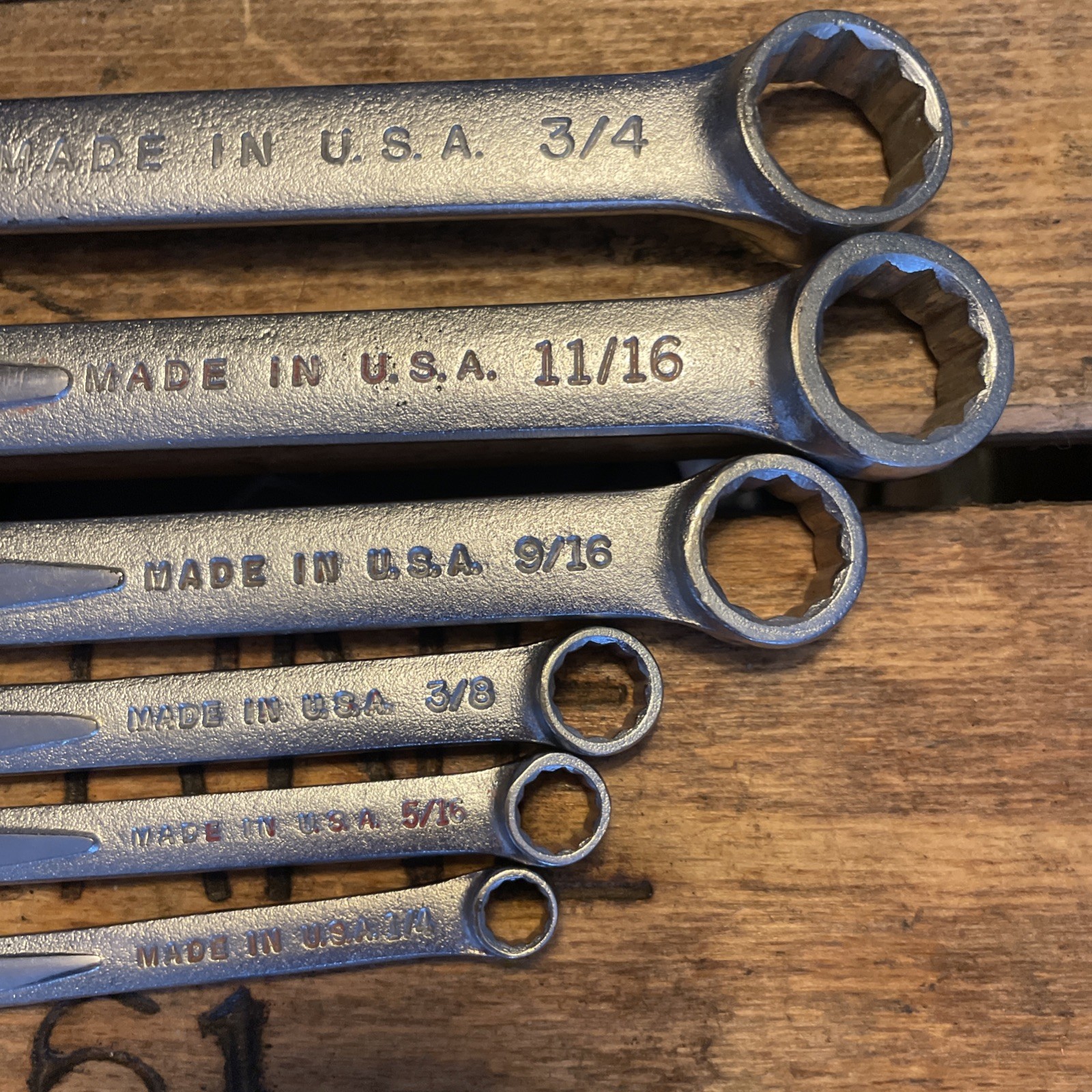Vintage Easco 6 Piece SAE Wrench Set Combination 3/4” To 1/4″ Made IN USA LOT