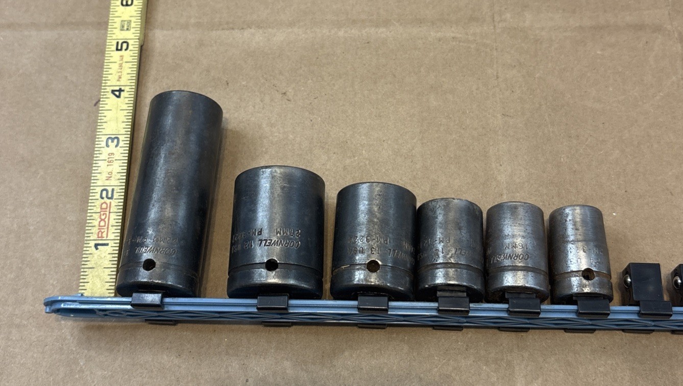 Cornwell Impact Sockets 6 Pieces Mechanics Tools USA 22mm, 27, 24, 18, 16, 14 mm