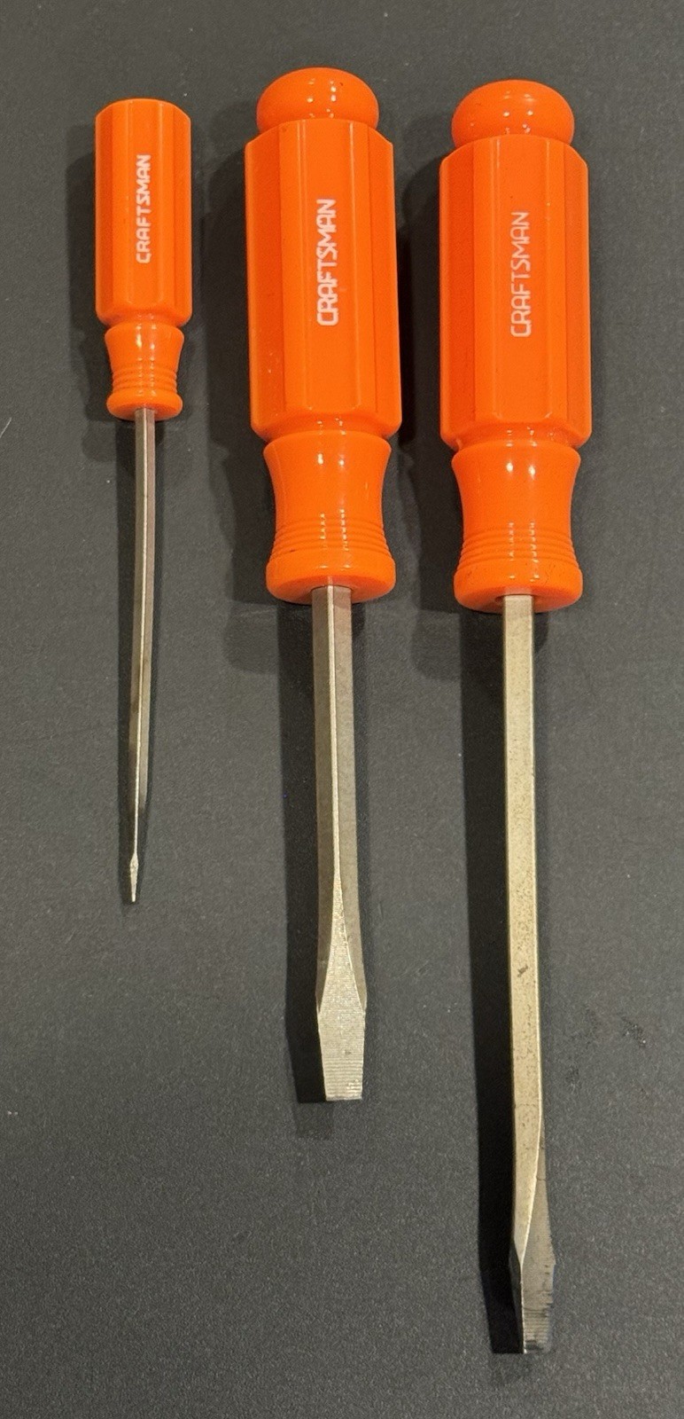 Craftsman USA Screwdriver 3pc lot. High visibility super rare orange handles