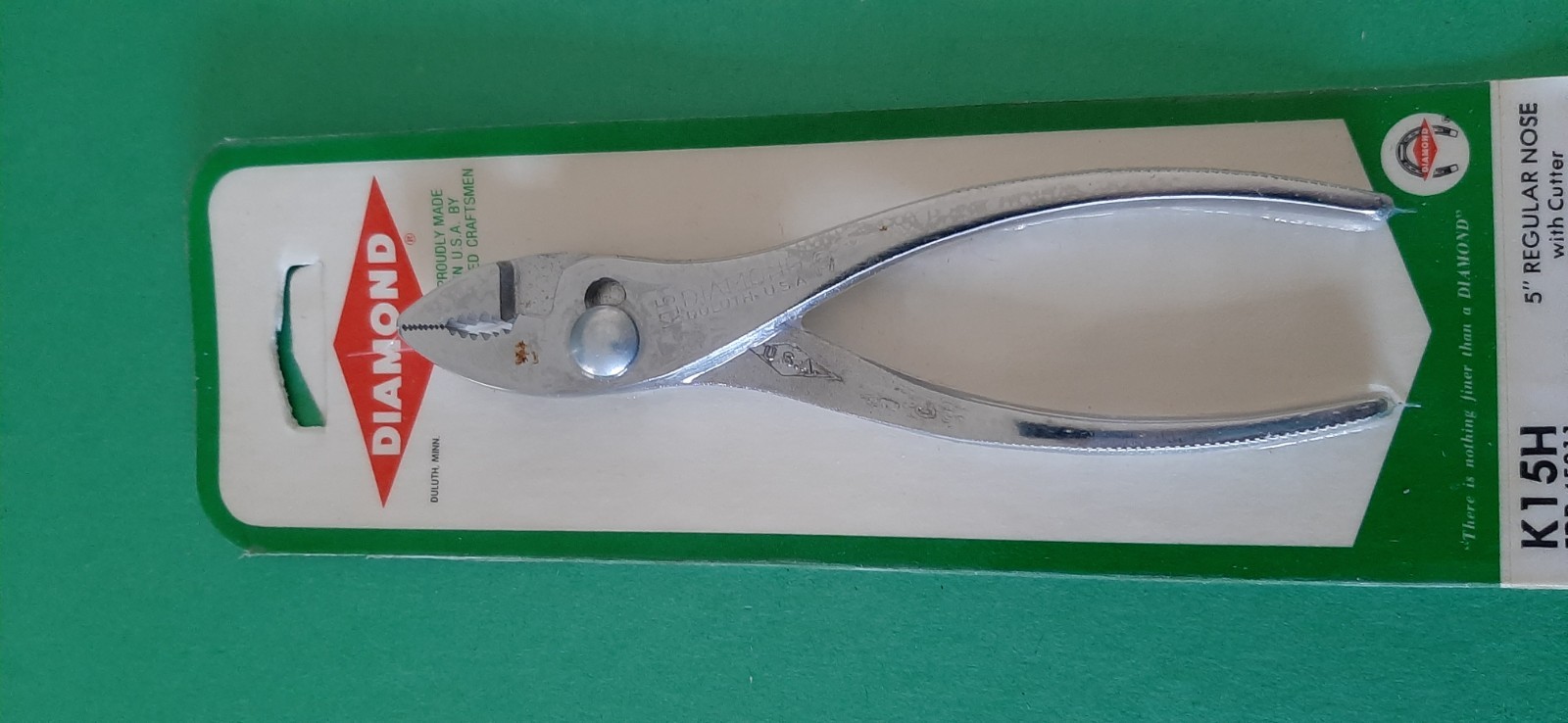 NOS Diamond Horseshoe 5″ Regular Nose w/ Cutter Slip Joint Pliers K15 K15H READ