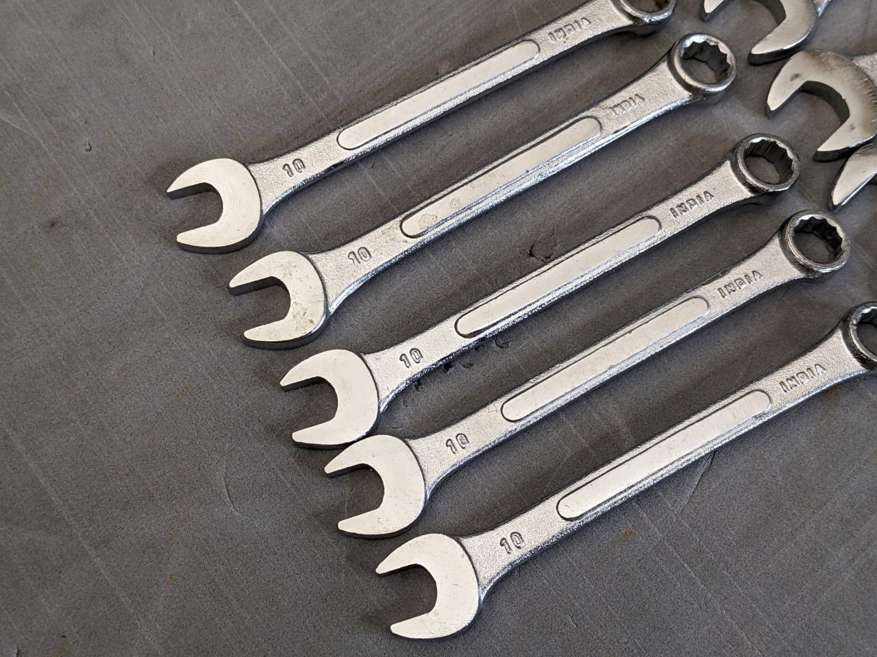 Lot of Five (5) 13mm & Lot of Five (5) 10mm Drop Forged 12pt Wrenches Wrench