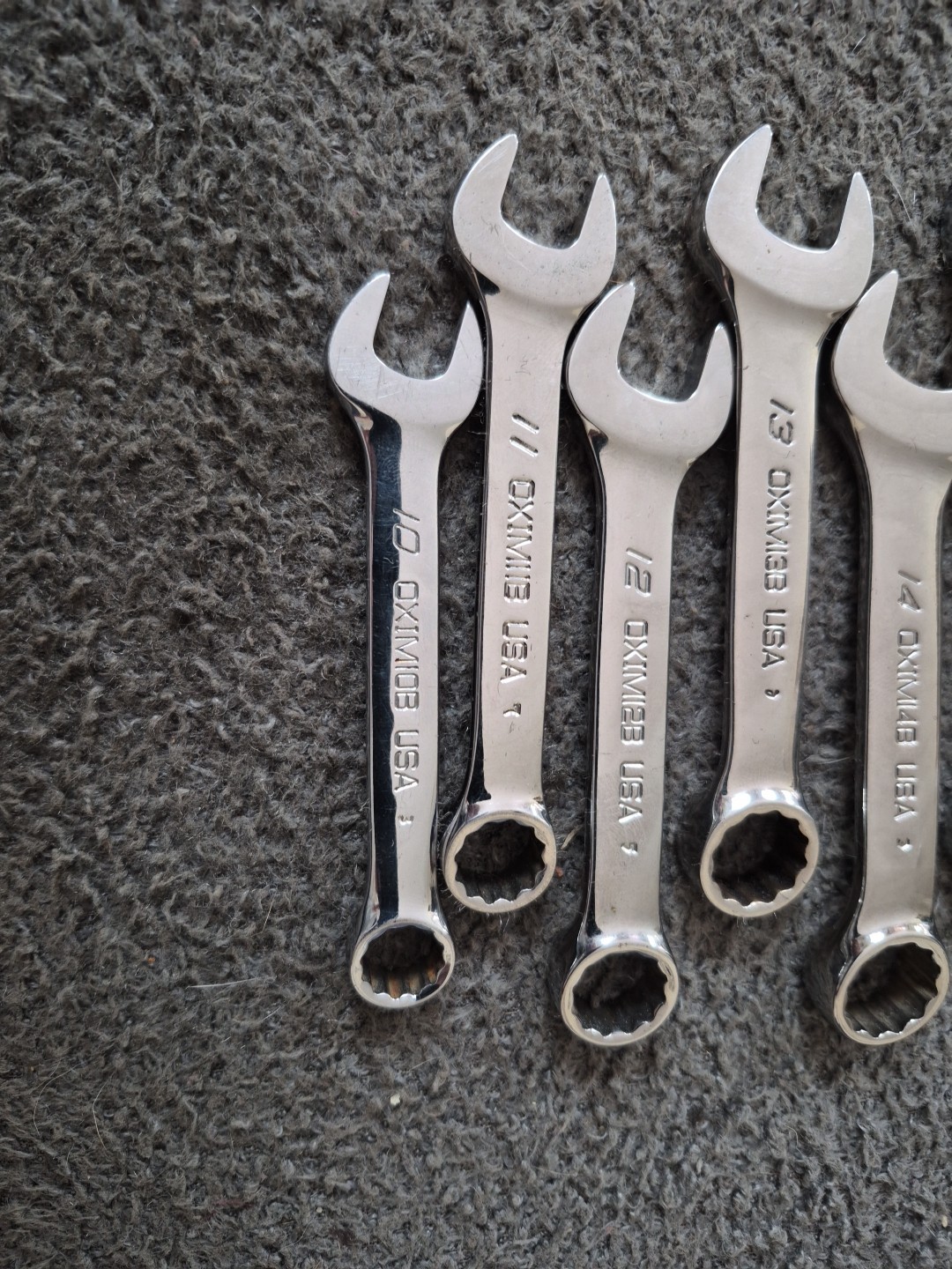 Snap-On OXIM710B 10 pc 12 Pt Metric Midget Combination Wrench Set 10mm-19mm