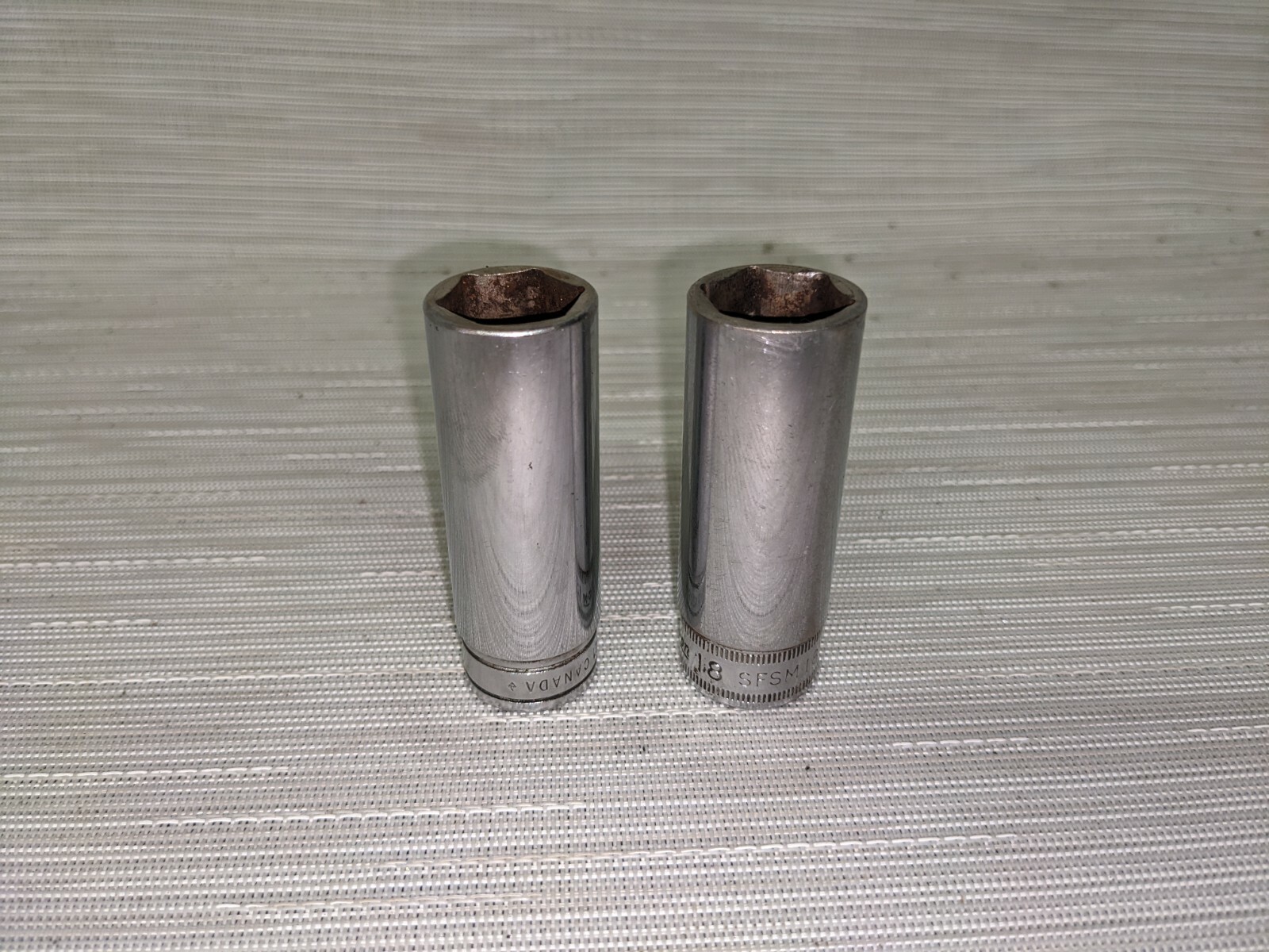 Set of 2 Snap On Deep Socket 3/8″ Drive 6 Point Sockets SFS221 & SFSM18 (N9)