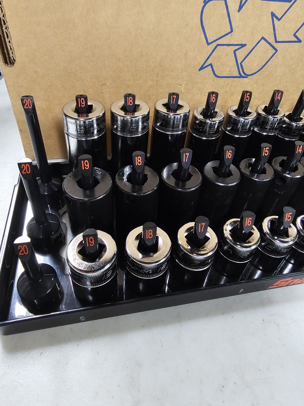 Snap-on Tools NEW 36pc 3/8 Drive Metric Deep Semi-Deep Shallow Socket Set W/tray