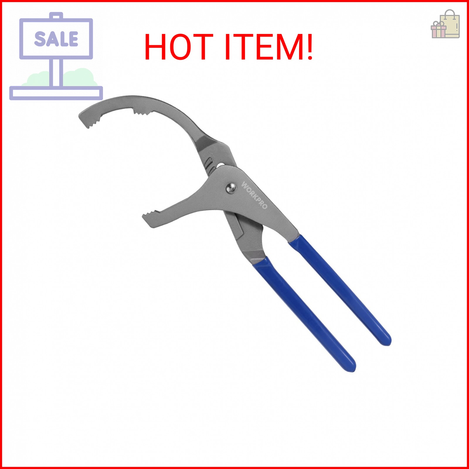 WORKPRO Oil Filter Wrench, 12″ Oil Filter Removal Pliers Tools, 5-Position Adjus