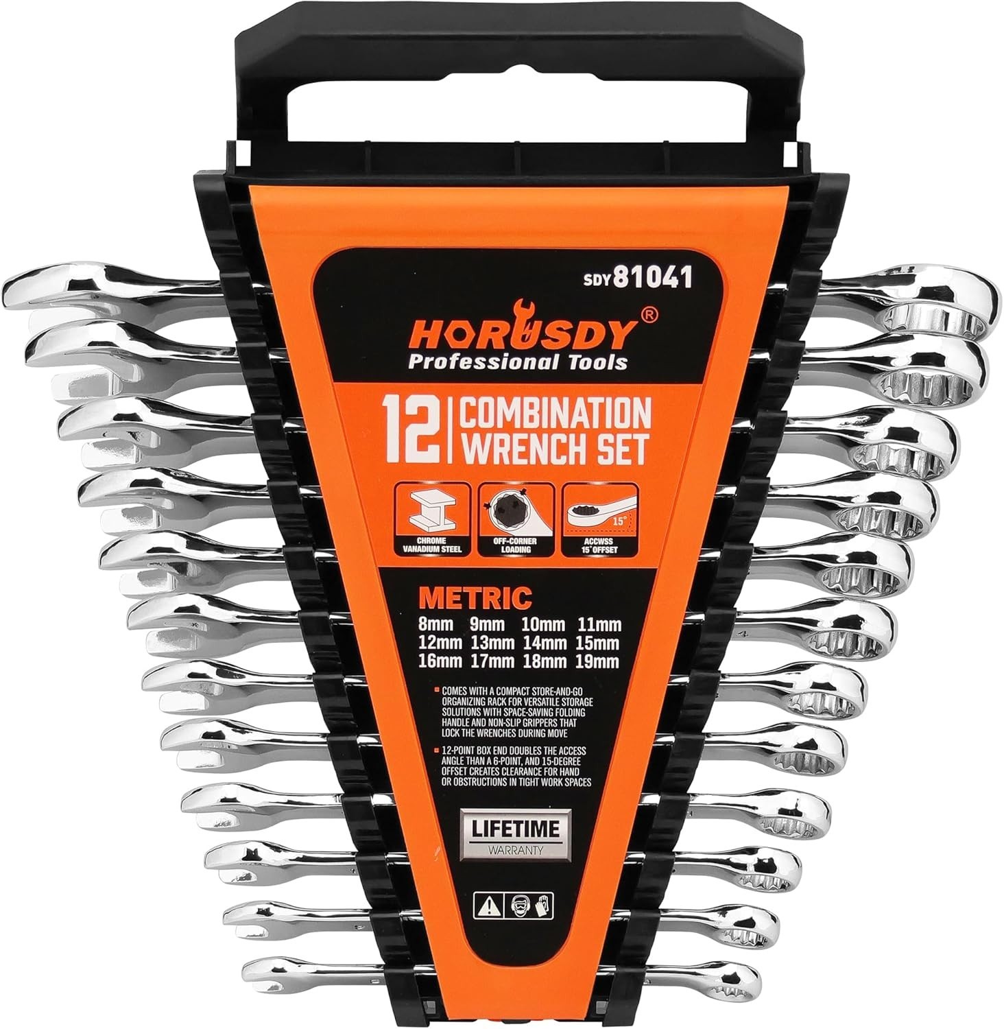HORUSDY 12-Piece Metric Wrench Set | Combination Wrench 8mm – 19mm