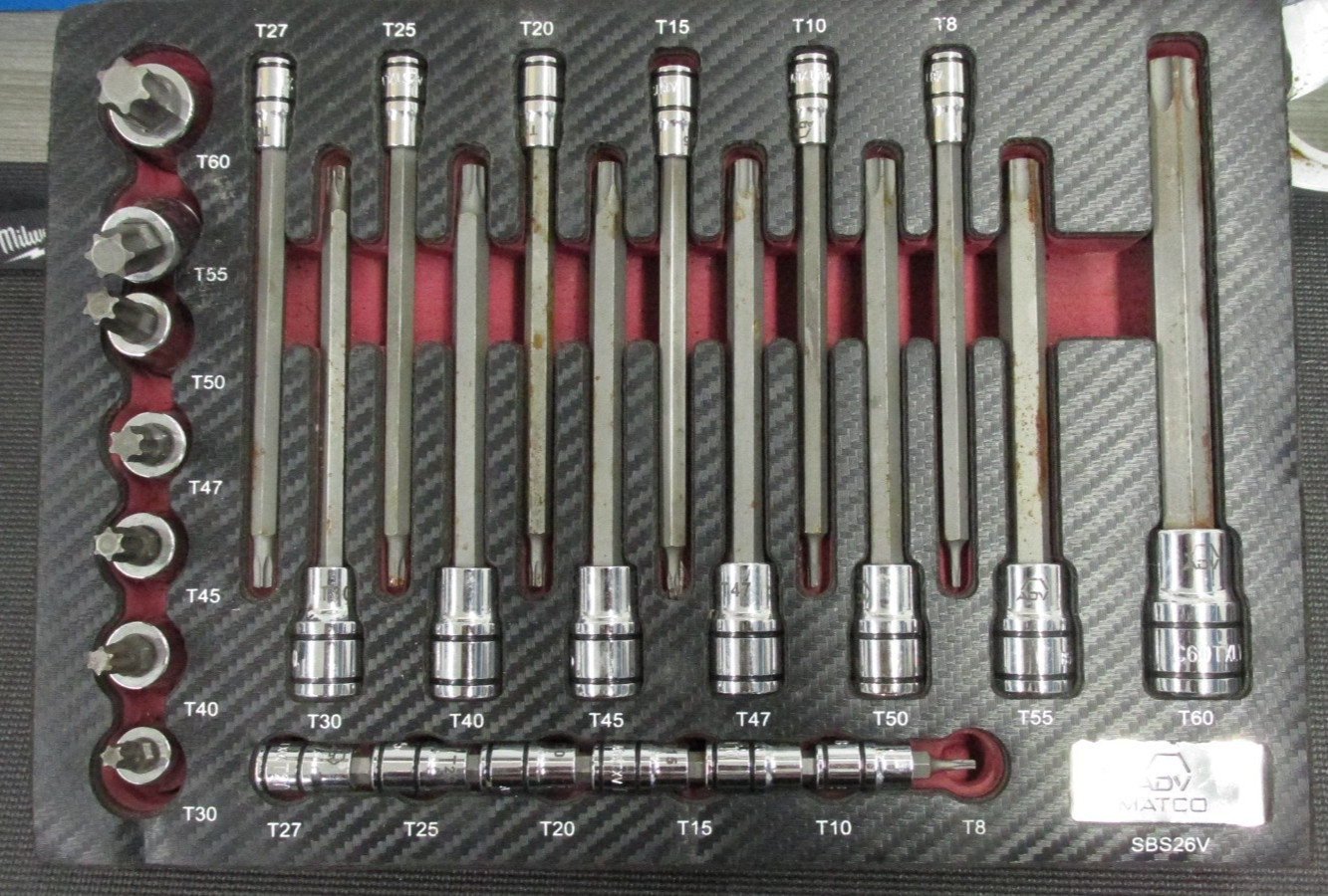 Matco SBS26V ADV Long Short Torx Bit Socket Set T8-T60