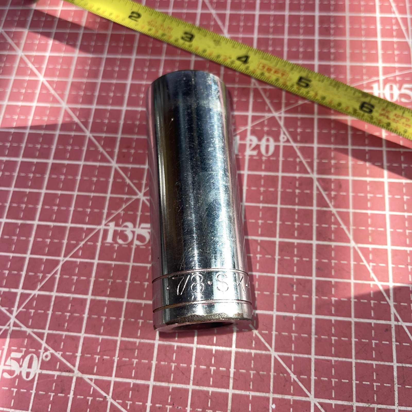 S-K USA 40828 7/8 In SAE 1/2” Drive Deep 12 Point Socket Vintage SK 1/2 7/8”