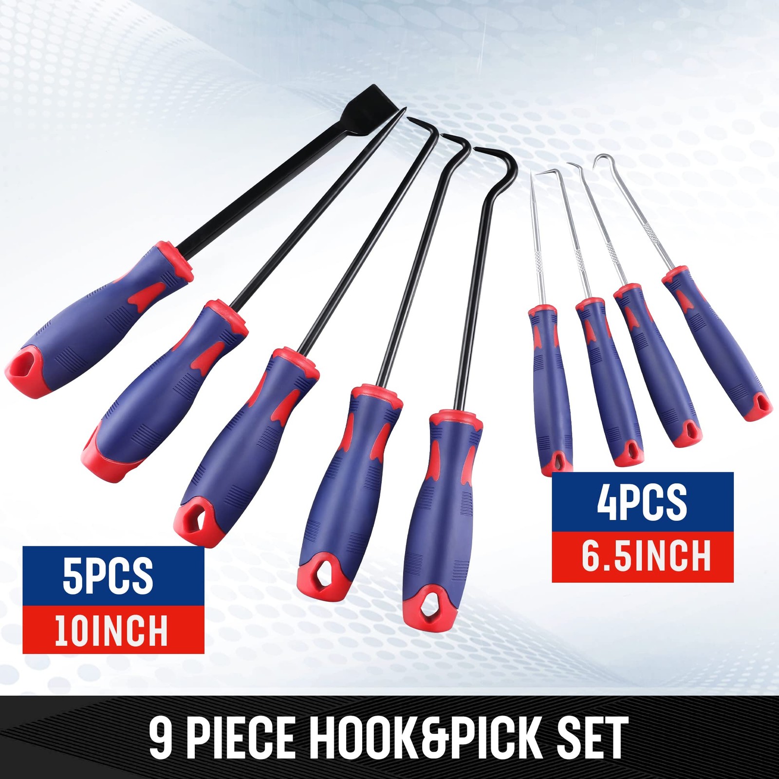 WORKPRO 9Pcs Precision Pick & Hook Set with Scraper, Small, Multicolor