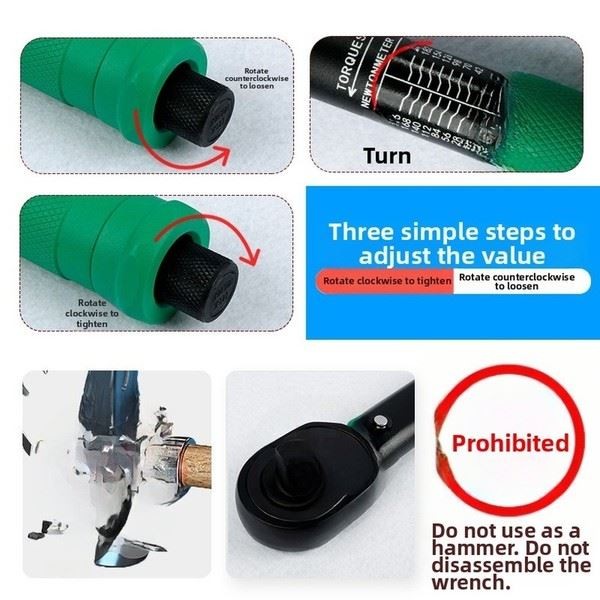 Adjustable Torque Wrench Heavy Duty 1 2 Drive 28 to 210 Nm with Ratchet