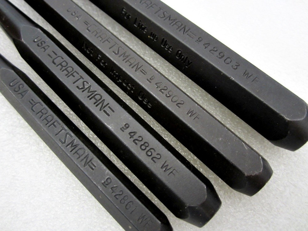 Vintage Craftsman 13pc Punch & Chisel Set Black Oxide WF Made in USA