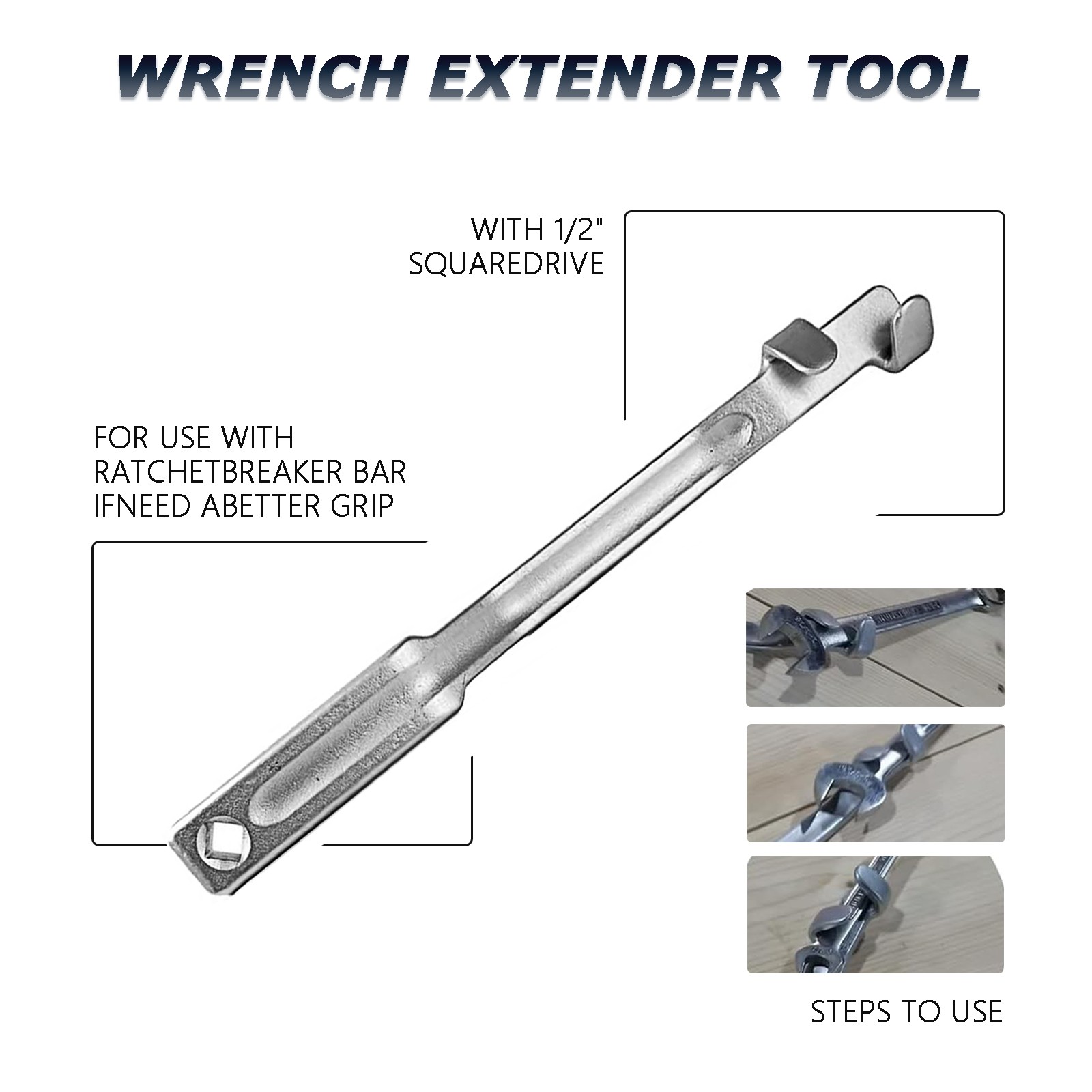 1/2Pcs Universal Wrench Extender Bar Extra Long Torque Adaptor Wrench Extension