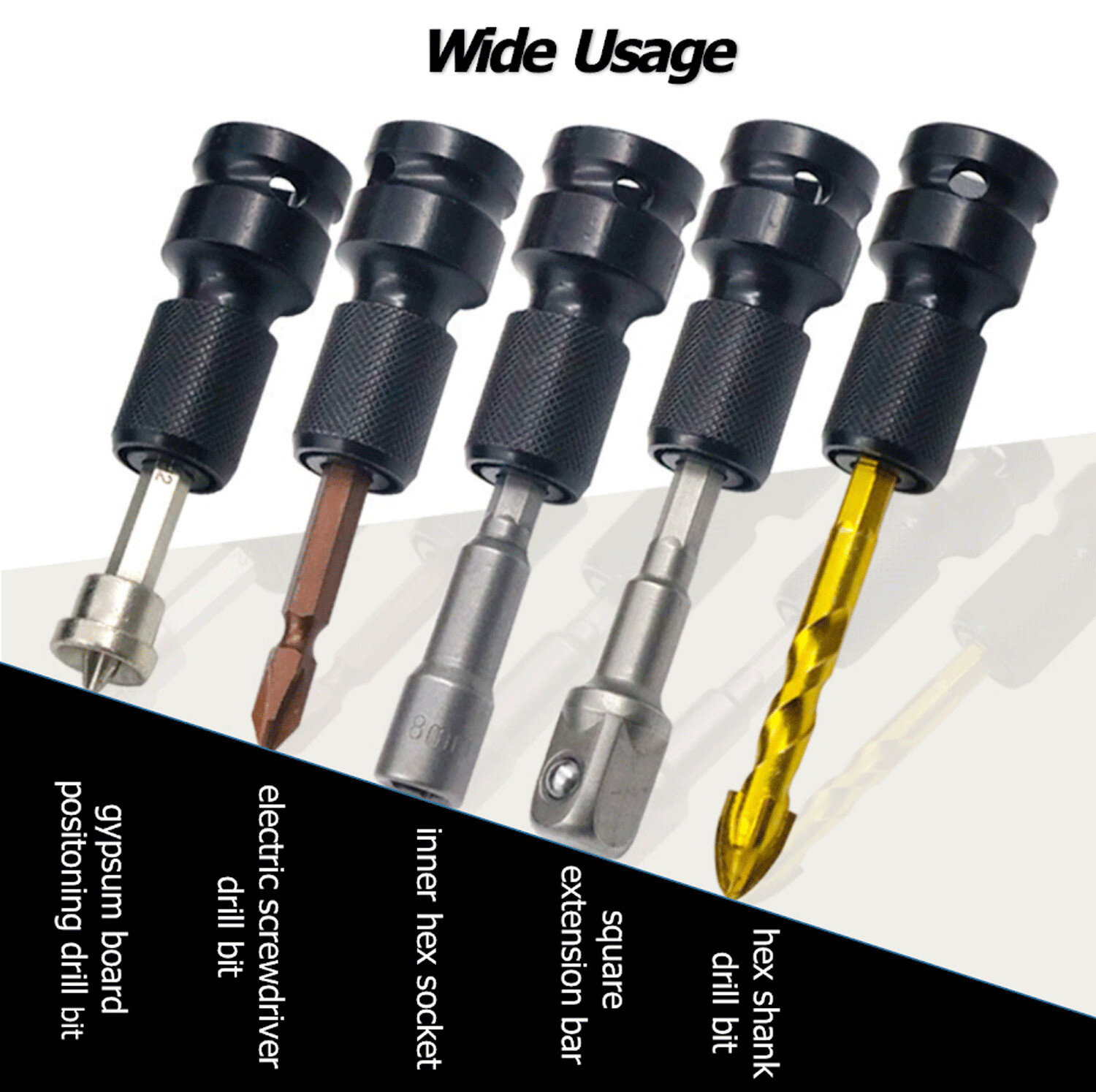 2Pcs Socket Adapter Drill Hex Shank Chuck Change Impact Driver Tool 1/2″ To 1/4″