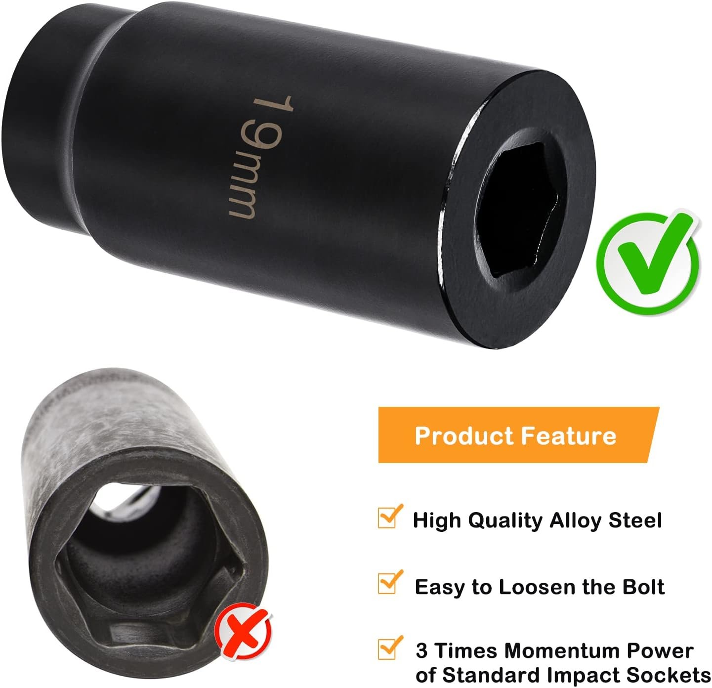 77080 19 mm Harmonic Balancer Socket Tool for Honda Engines (Heavy Steel)