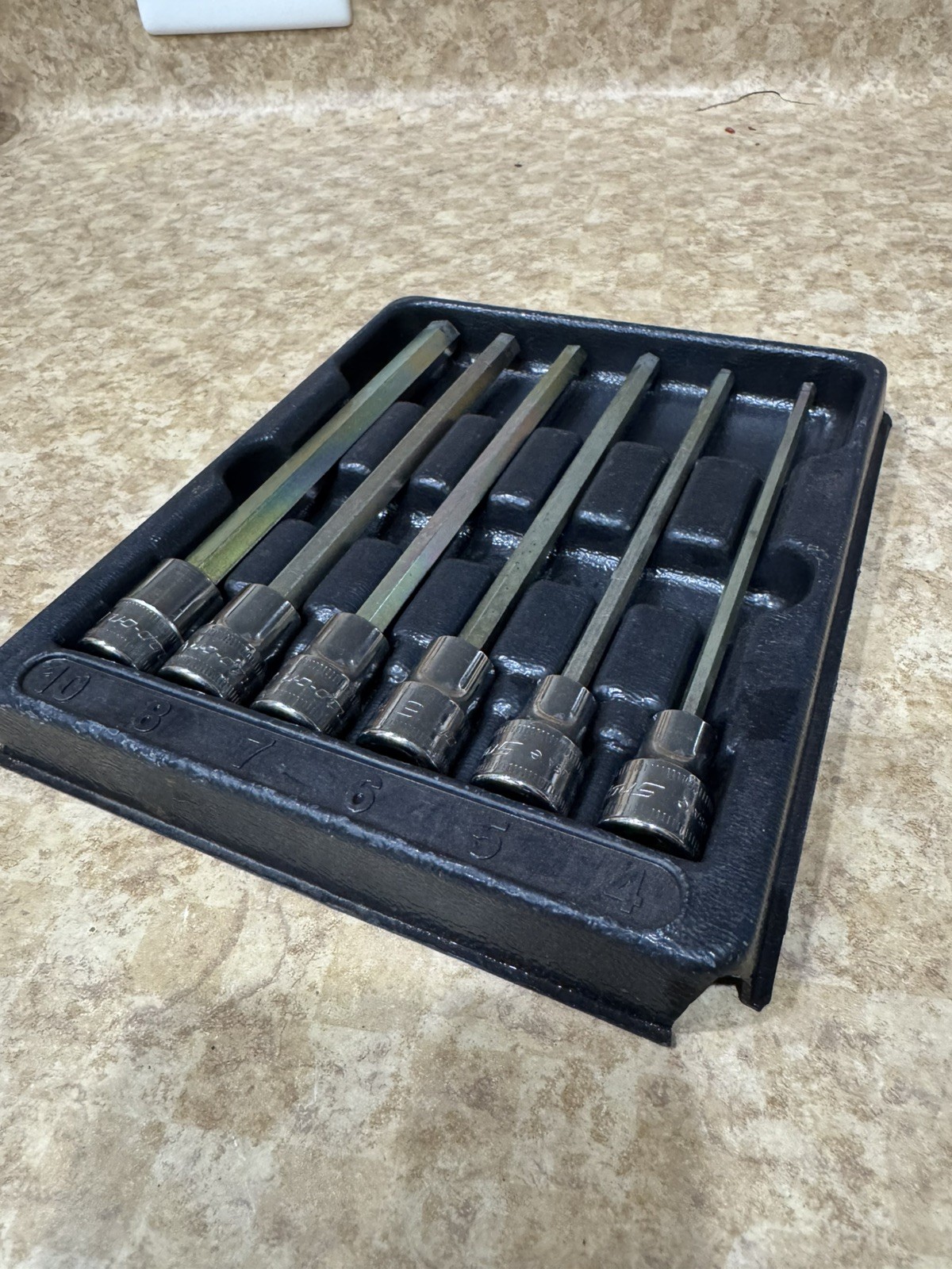 Snap-on Tools 6 pc 3/8 drive 4-10mm long hex driver set 206ELFAML